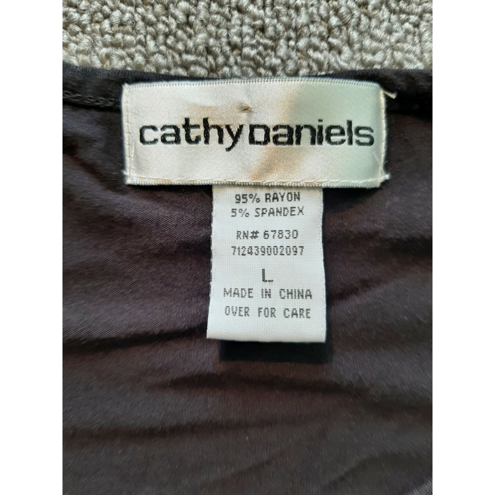 Vintage **Cathy Daniels Womens Large Black Geometric Short Sleeve Beaded Top** User: **Cathy Daniels Women's Large Black Geometric Short Sleeve Beaded Top** Size L / US 10 / IT 46 - 2 Thumbnail