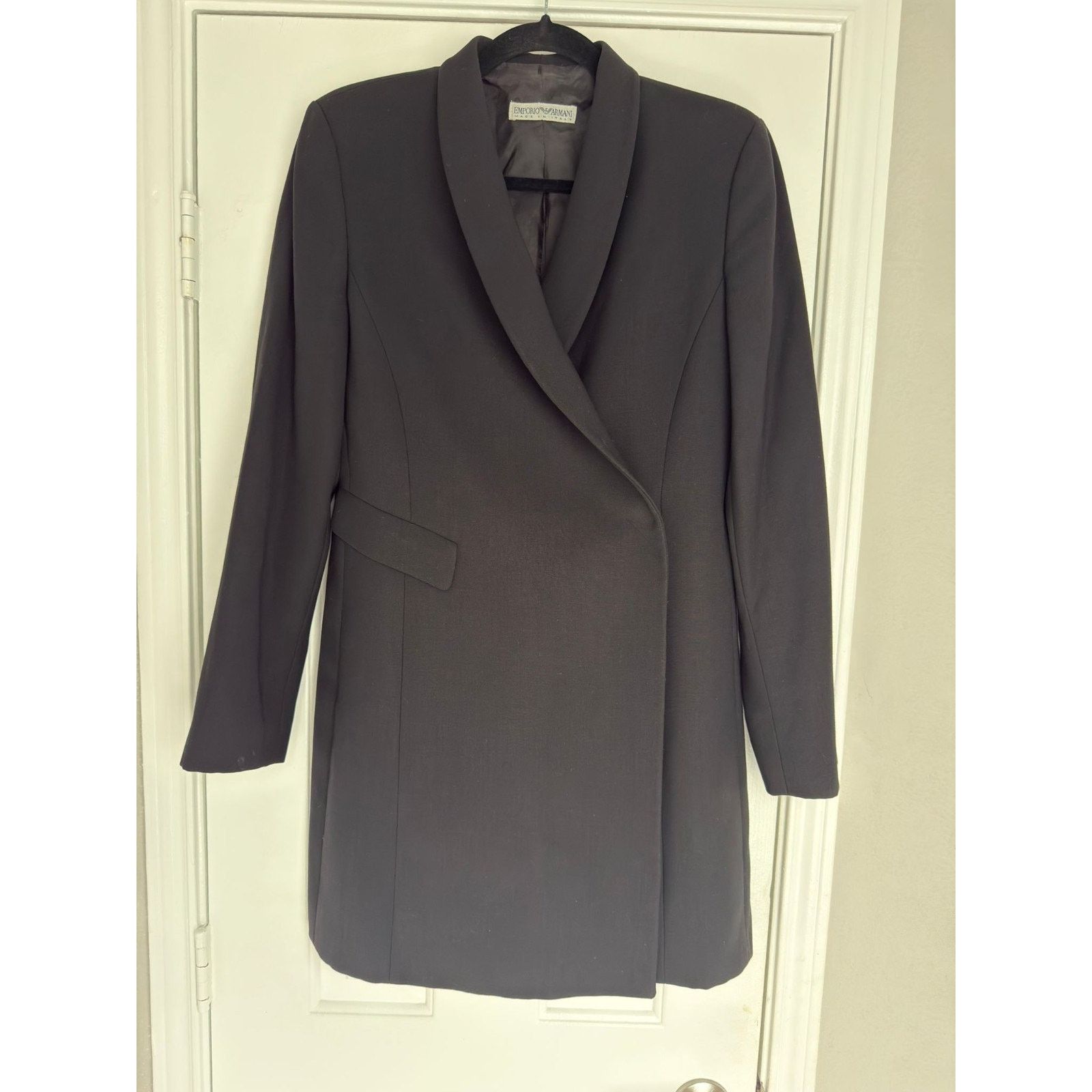 Vintage Black Emporio Armani 1973 Womens Jacket Dress Coat