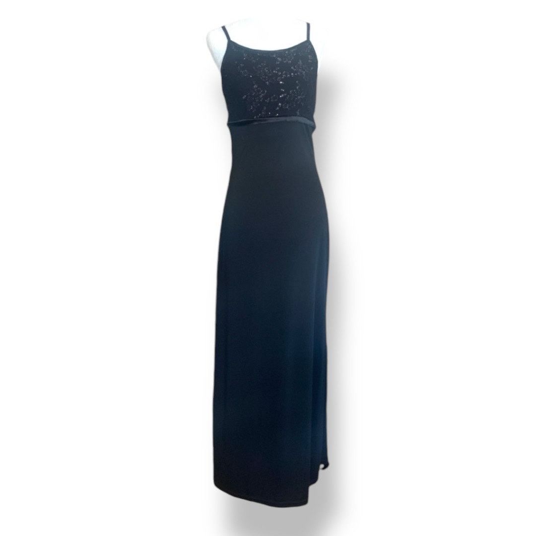 Vintage Vintage Black Metallic Sequin Floral Evening Gown Maxi Dress Size S / US 4 / IT 40 - 3 Thumbnail