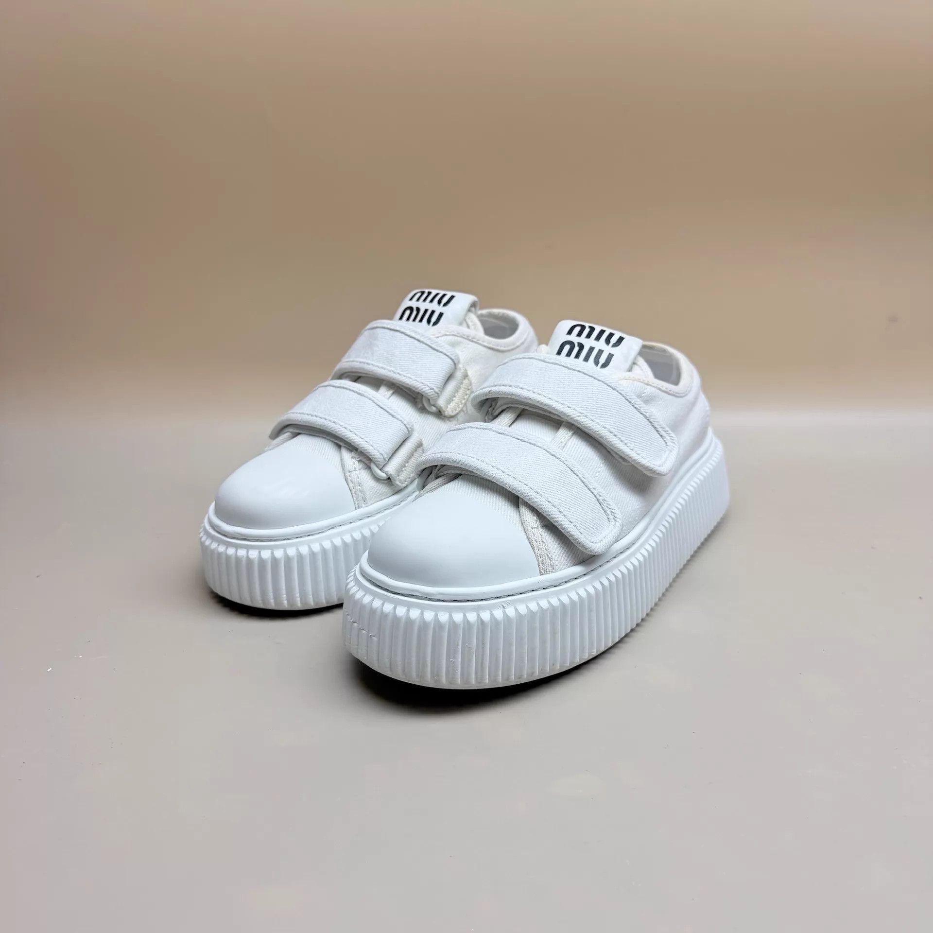 Miu Miu Miu Miu White Logo Velcro Thick Sneaker 38 95 New Size US 7.5 / IT 37.5 - 1 Thumbnail