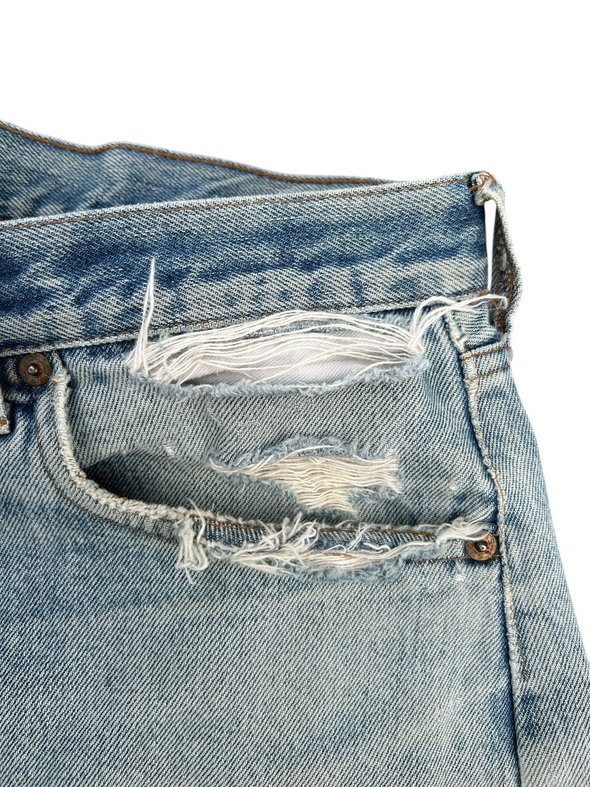 Levi's 80's THRASHED Levi's 524 Reconstructed Repair Denim Size US 34 / EU 50 - 7 Thumbnail