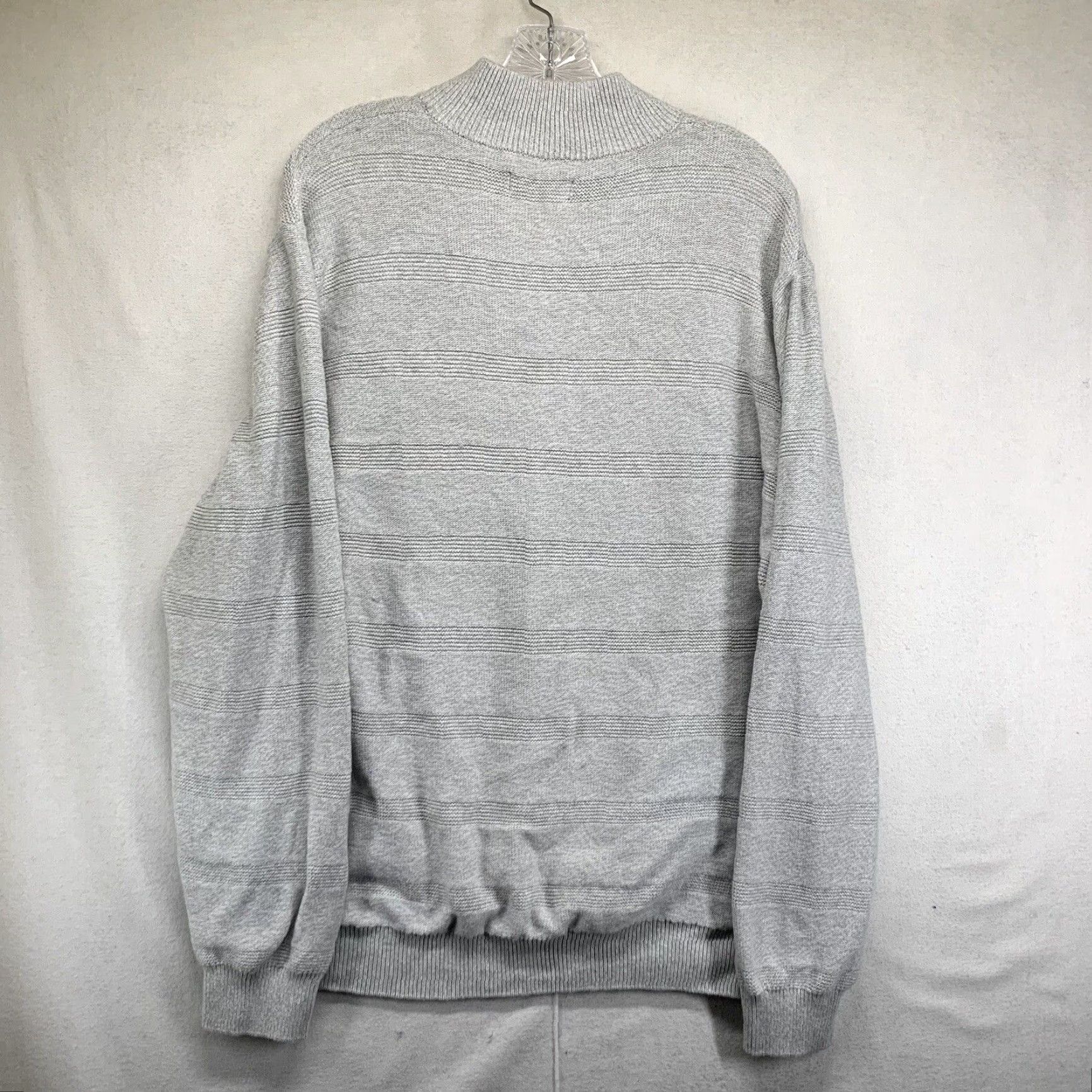 Chaps Chaps 2XL Men's Cotton Sweater Light Gray Striped Mock Neck Henley, Heavyweight, Breathable, Casual, 90s Preppy Size US XXL / EU 58 / 5 - 2 Thumbnail