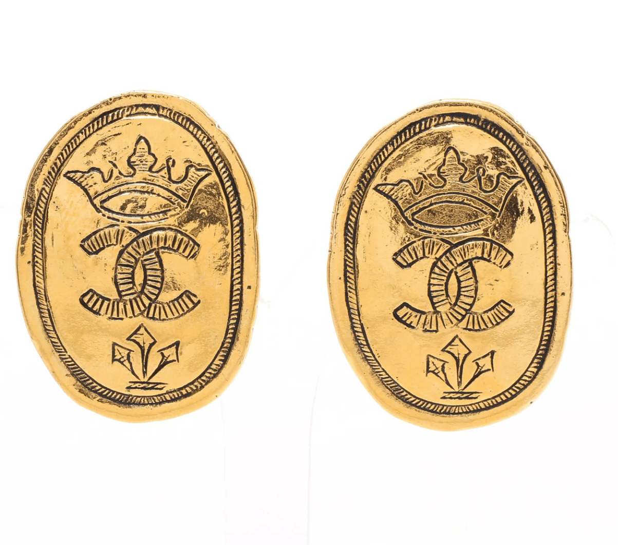Chanel Chanel Crown Gold Clip on Earrings AUTHENTIC Size ONE SIZE - 2 Thumbnail