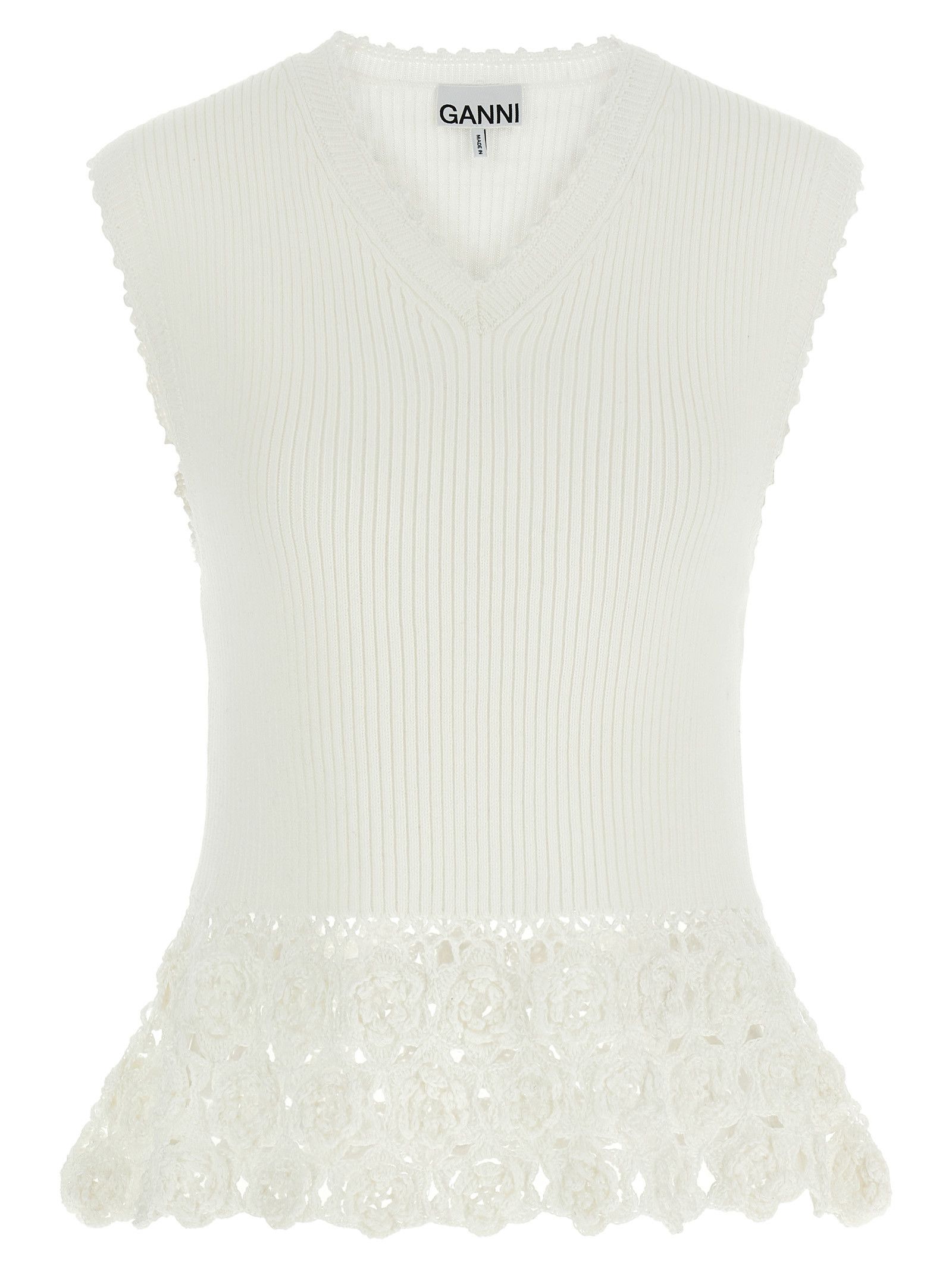 Ganni 'Cotton Crochet' Vest Size XS / US 0-2 / IT 36-38 - 1 Thumbnail