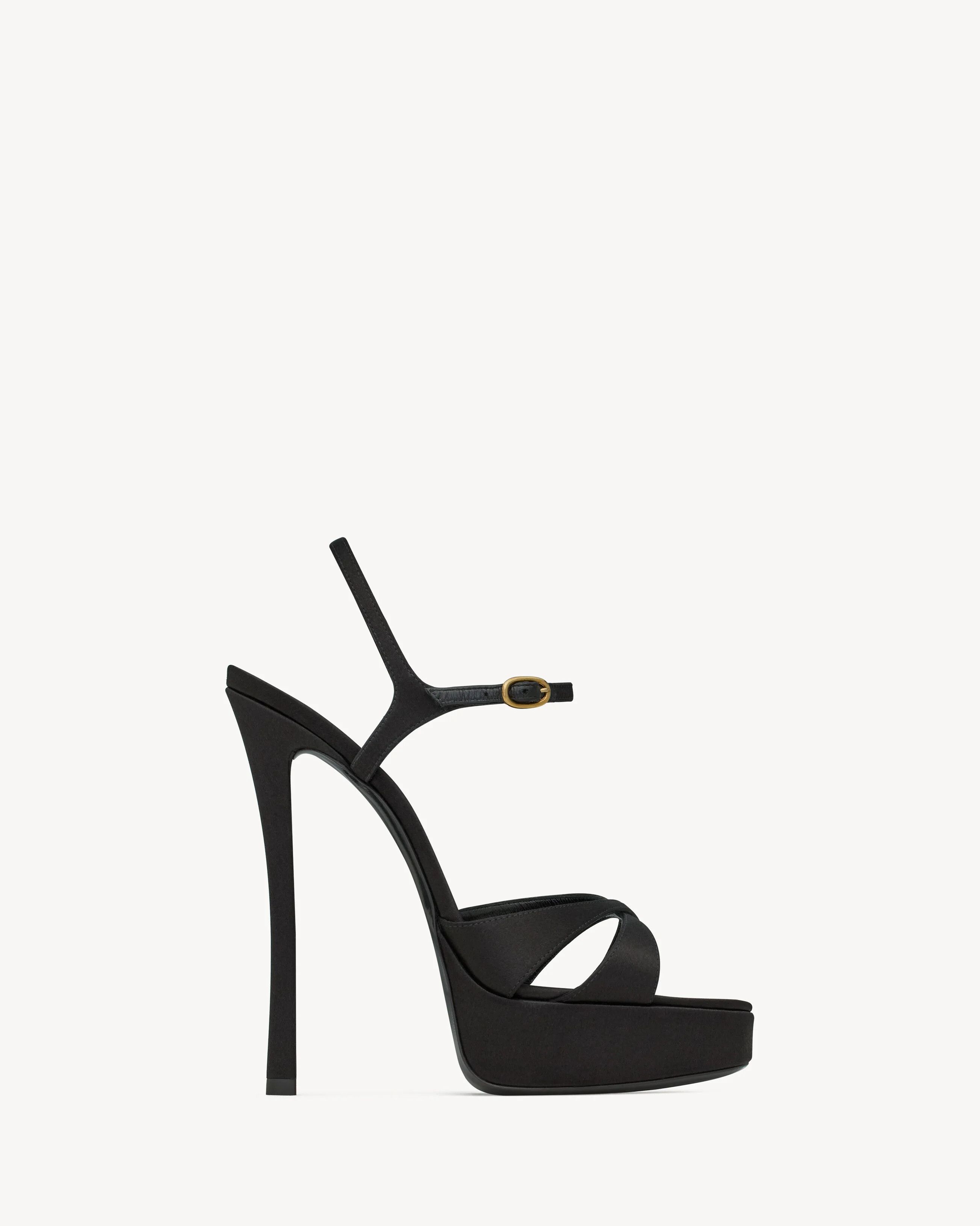 Saint Laurent Paris o1bcso1str0226 Debbie Platform Sandals in Black Size US 9.5 / IT 39.5 - 1 Thumbnail