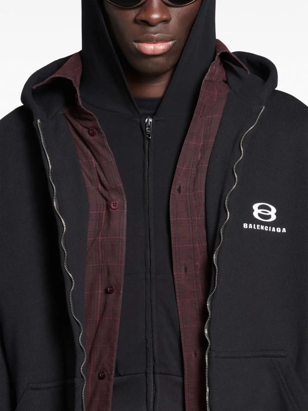 Balenciaga o1w1db10625 Unity Sports Icon Layered Hoodie in Black Size US L / EU 52-54 / 3 - 5 Thumbnail