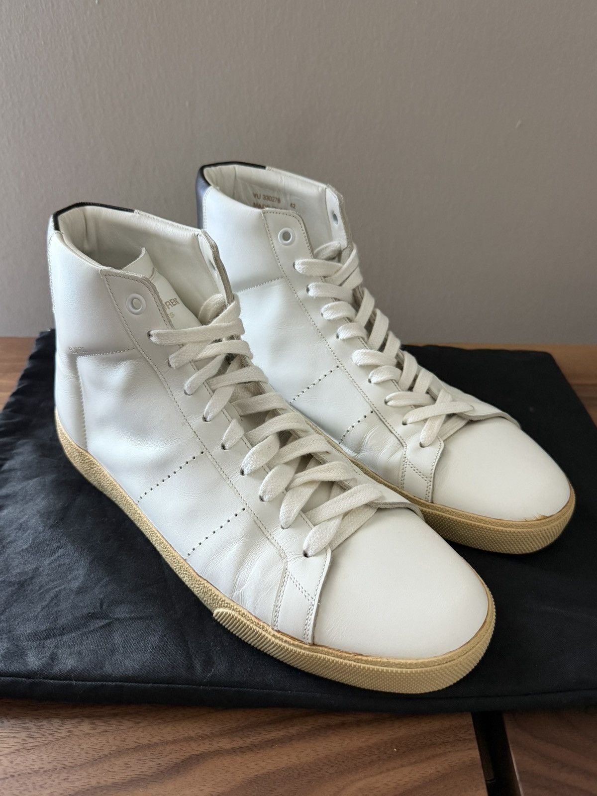 Saint Laurent Paris SAINT LAURENT PARIS - WHITE HI TOP SNEAKERS Size US 9 / EU 42 - 1 Thumbnail