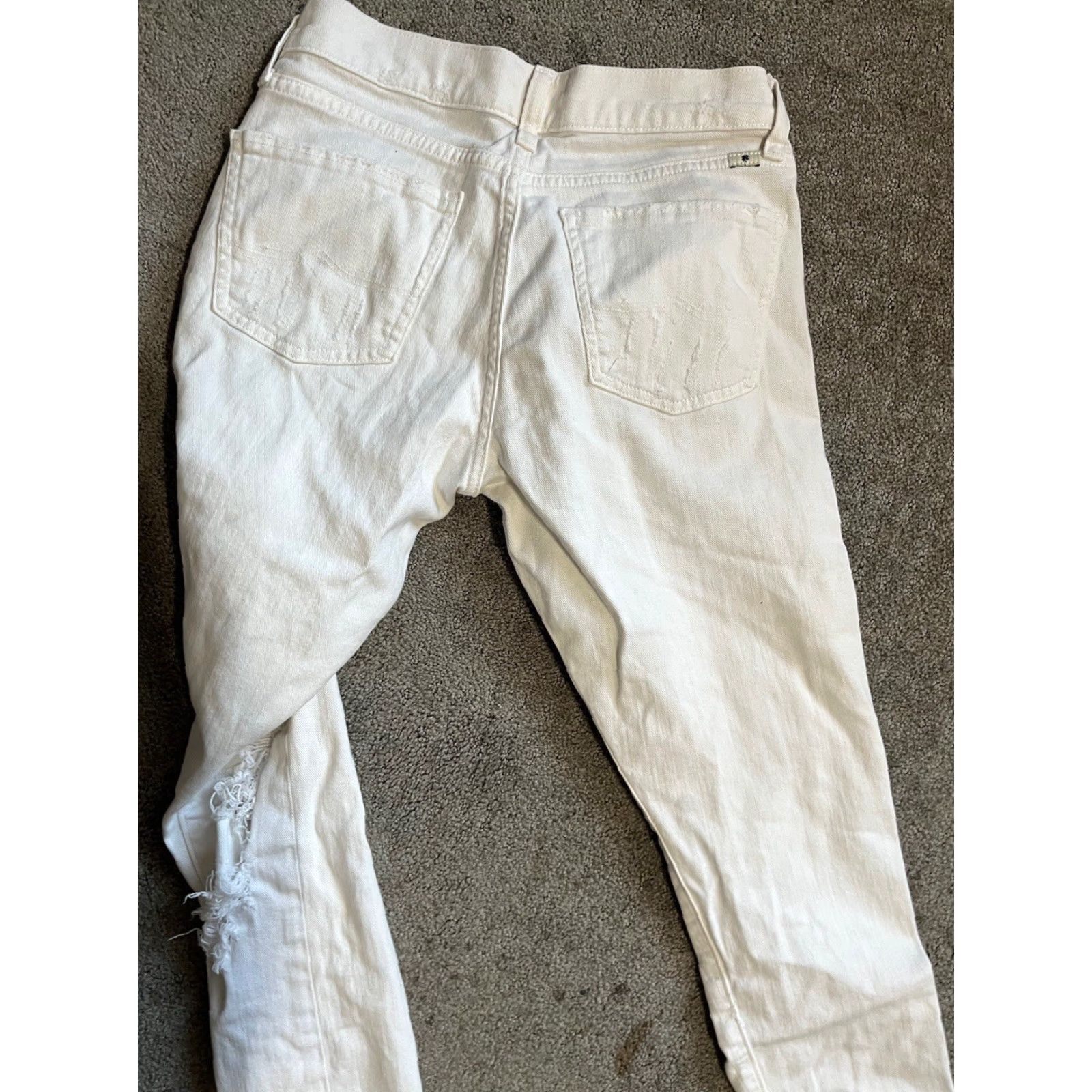 Lucky Brand Lucky Brand Sienna Slim Boyfriend Jeans Women’s 00/24 White Distressed Denim Hem Size 24" / US 00 / IT 34 - 4 Thumbnail