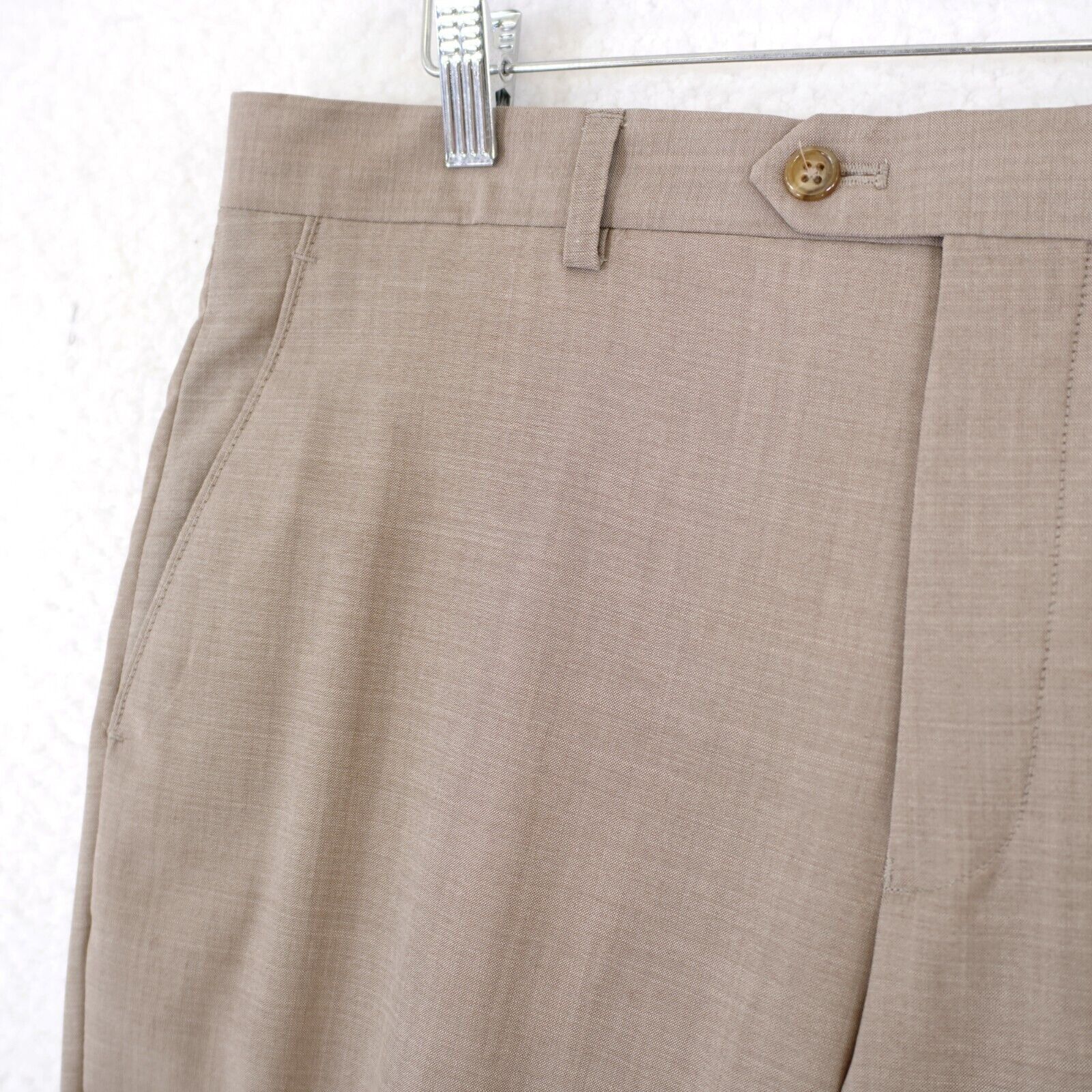 Jos. A. Bank Jos A Bank Tailored Fit Signature Wool Tan 34/32 Dress Pants Size 34R - 2 Thumbnail