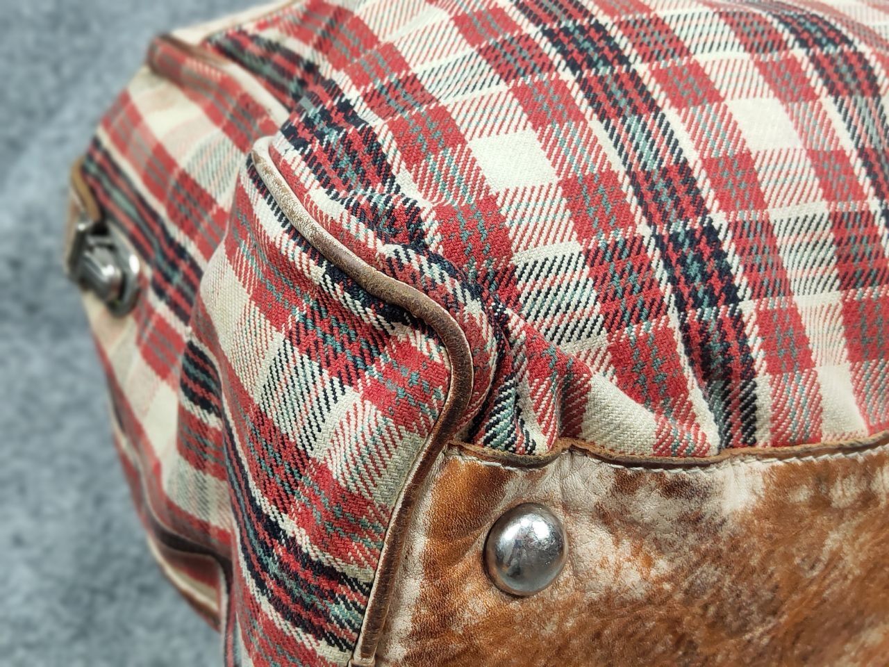 numero 10 Numero 10 Design Monzeglio tartan travel Canvas Leather Bag Size ONE SIZE - 16 Thumbnail