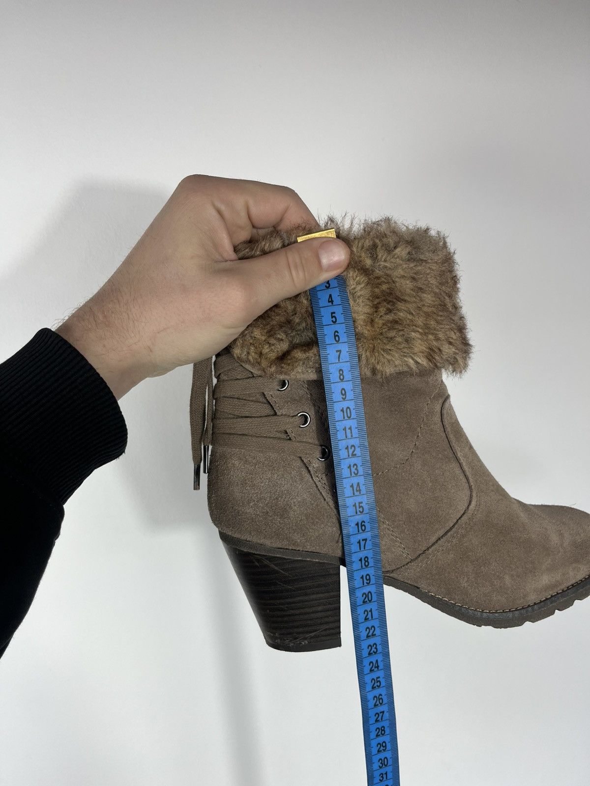 Other Womens Brown Suede Fur Cuff Ankle Boots Lace Up Side Zip 40 Size US 9 / IT 39 - 14 Thumbnail