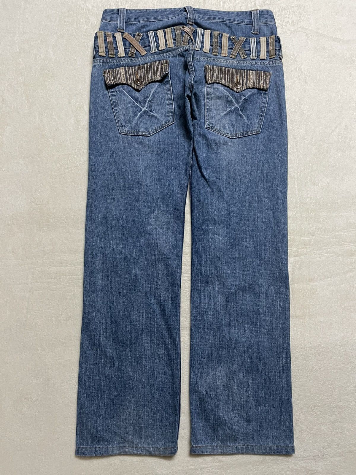 Japanese Brand Vintage Dominate Double Waist Mudwash Denim Jaens Size US 35 - 11 Thumbnail