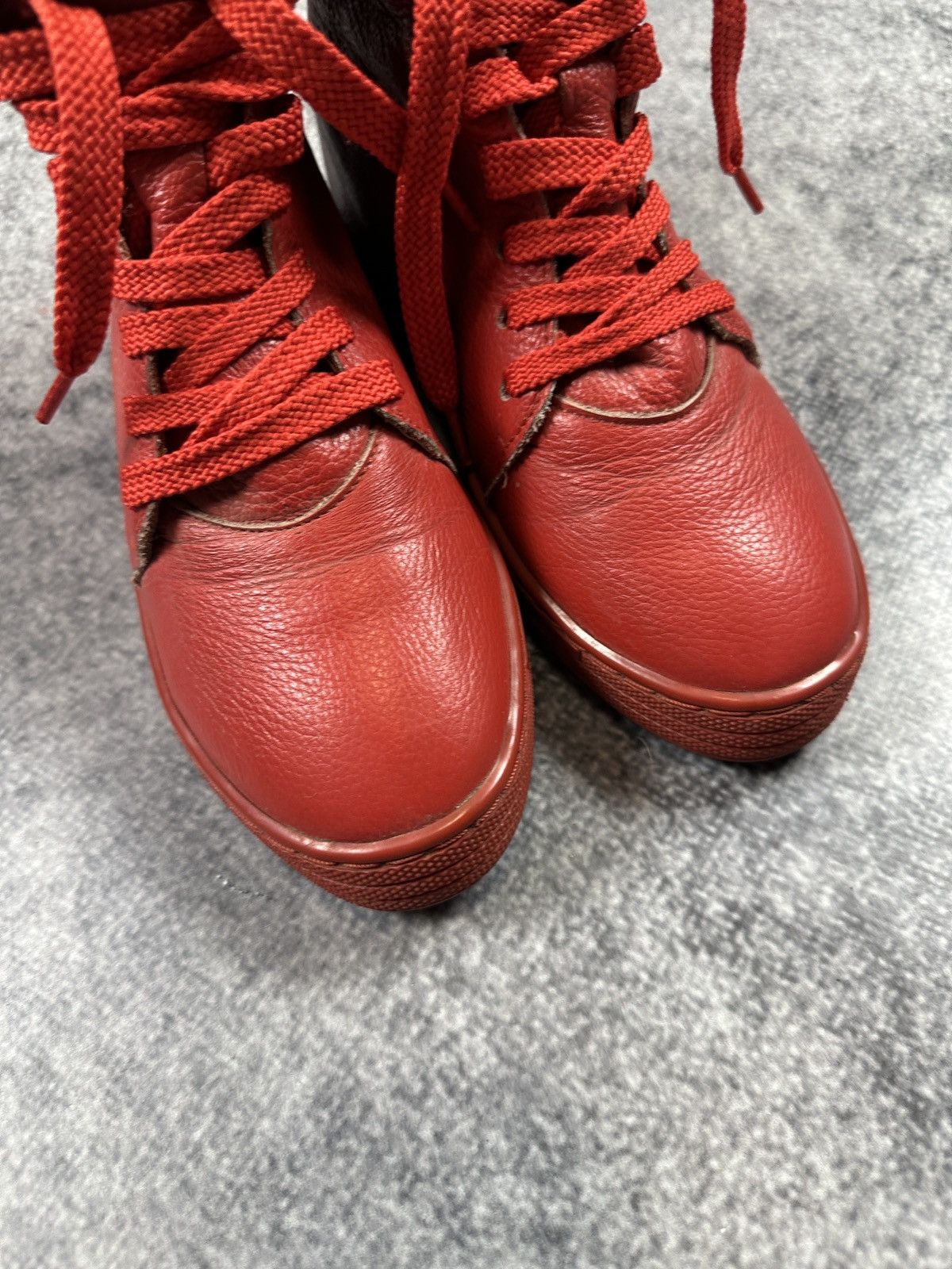 Vintage Y2K Vintage Leather Red High Sneakers Streetwear Opium Vamp Size US 6 / IT 36 - 5 Thumbnail
