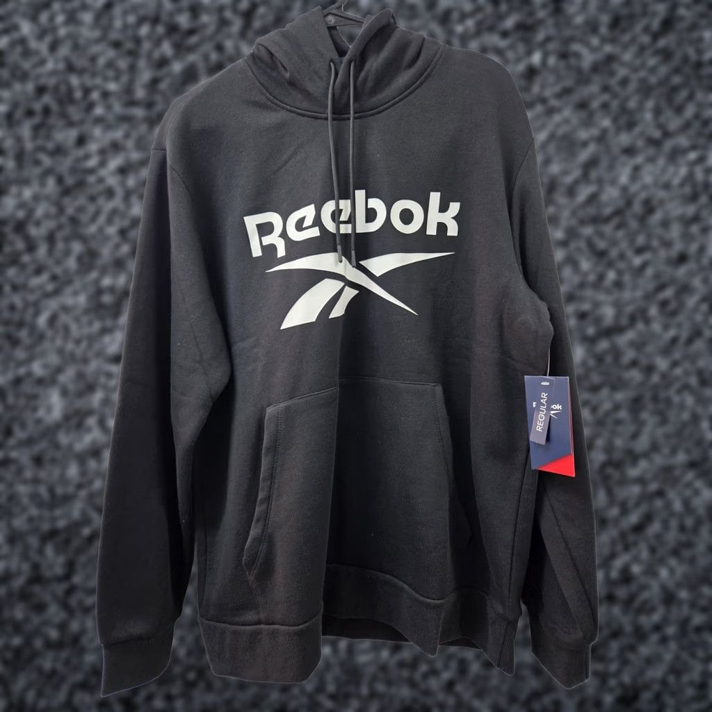 Reebok NWT Reebok Mens Long Sleeve Black Regular Core Hoodie L Pullover Hooded Graphic Print Logo Mens Clothing Size US L / EU 52-54 / 3 - 1 Thumbnail