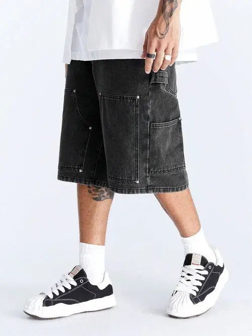 Other Jorts Shorts Drip Washed Denim Cargo Size US 31 - 4 Thumbnail