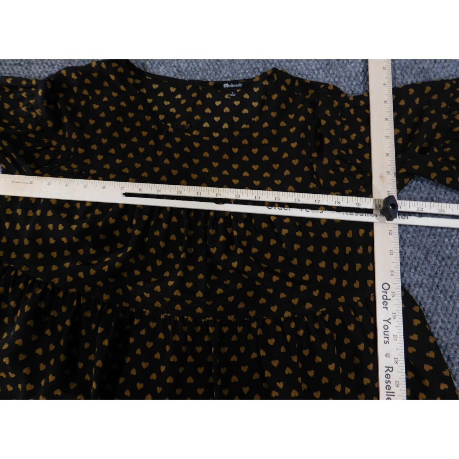 Madewell Madewell Blouse Womens Small Black Brown Heart Print Silk Long Sleeve button up Size S / US 4 / IT 40 - 6 Thumbnail