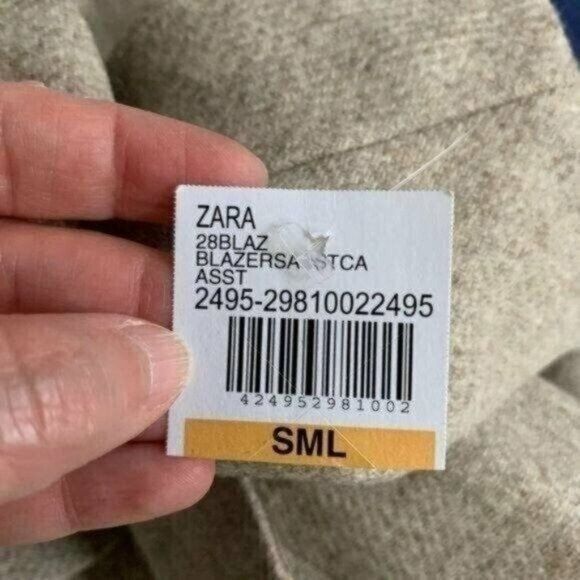 Zara Zara Tan Ruched-Sleeve Lambswool Blazer Sz S NEW Size S / US 4 / IT 40 - 5 Thumbnail