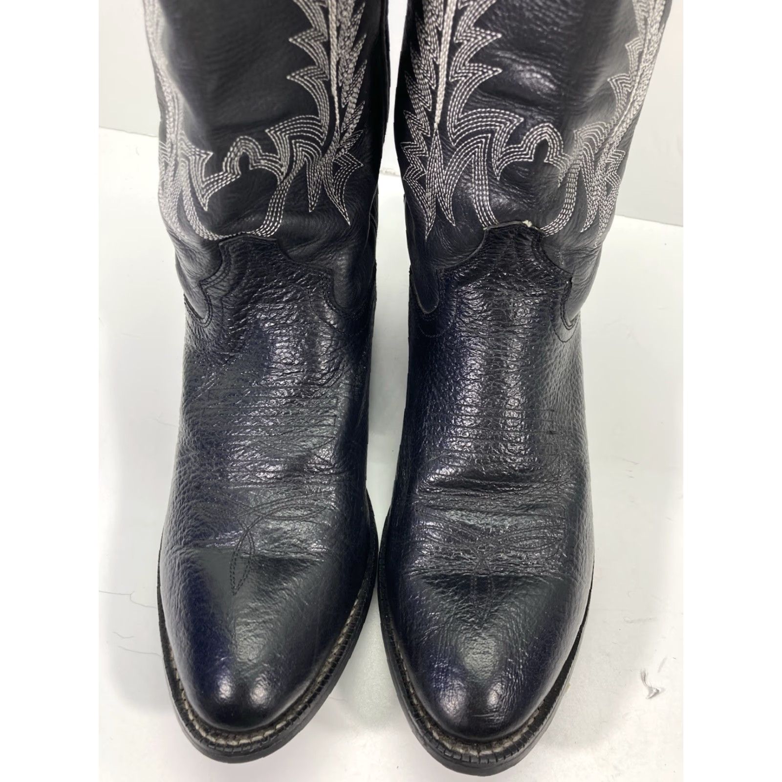 Vintage Cowtown Boots Men 10.5 D Black Leather Western Western Cowboy Boot Cowtown Boots Mens Leather Western Rodeo Superb Size US 11 / EU 44 - 3 Thumbnail