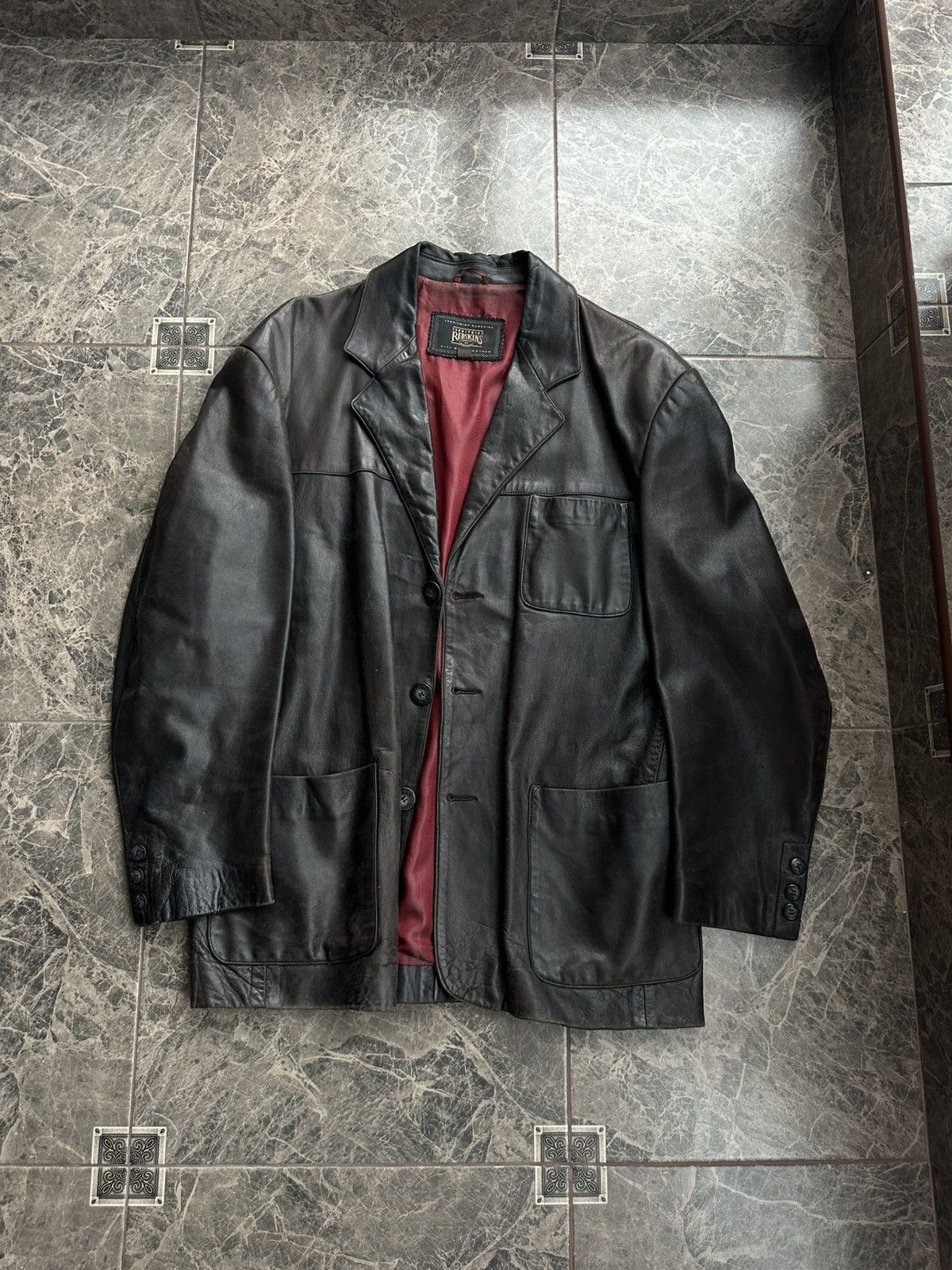 Genuine Leather Vintage Redskins Leather Men’s Coat Jacket 90s Sz L Size US L / EU 52-54 / 3 - 1 Thumbnail