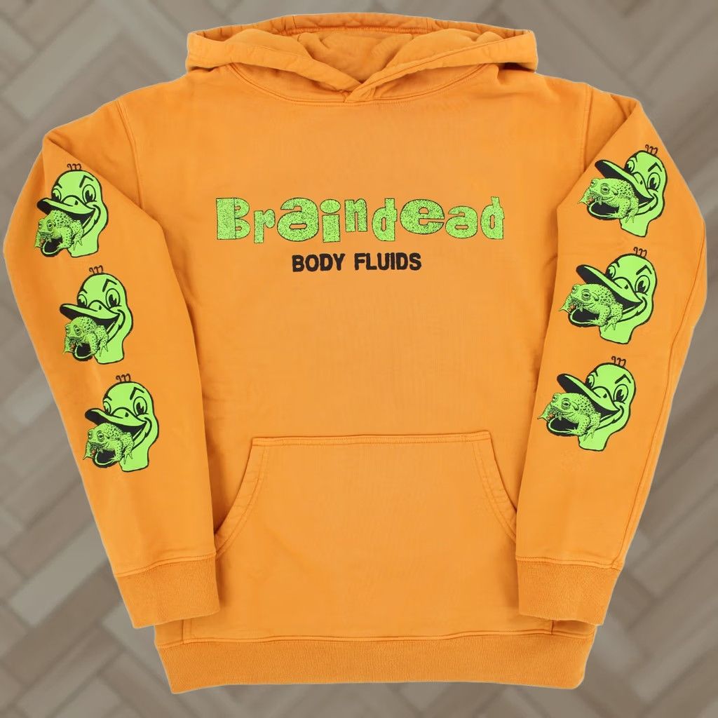 Brain Dead Brain Dead Toad Licker Hoodie Mens Orange S Hooded Graphic Print Pockets Cotton Fleece Front Kangaroo Pocket Size US S / EU 44-46 / 1 - 1 Thumbnail