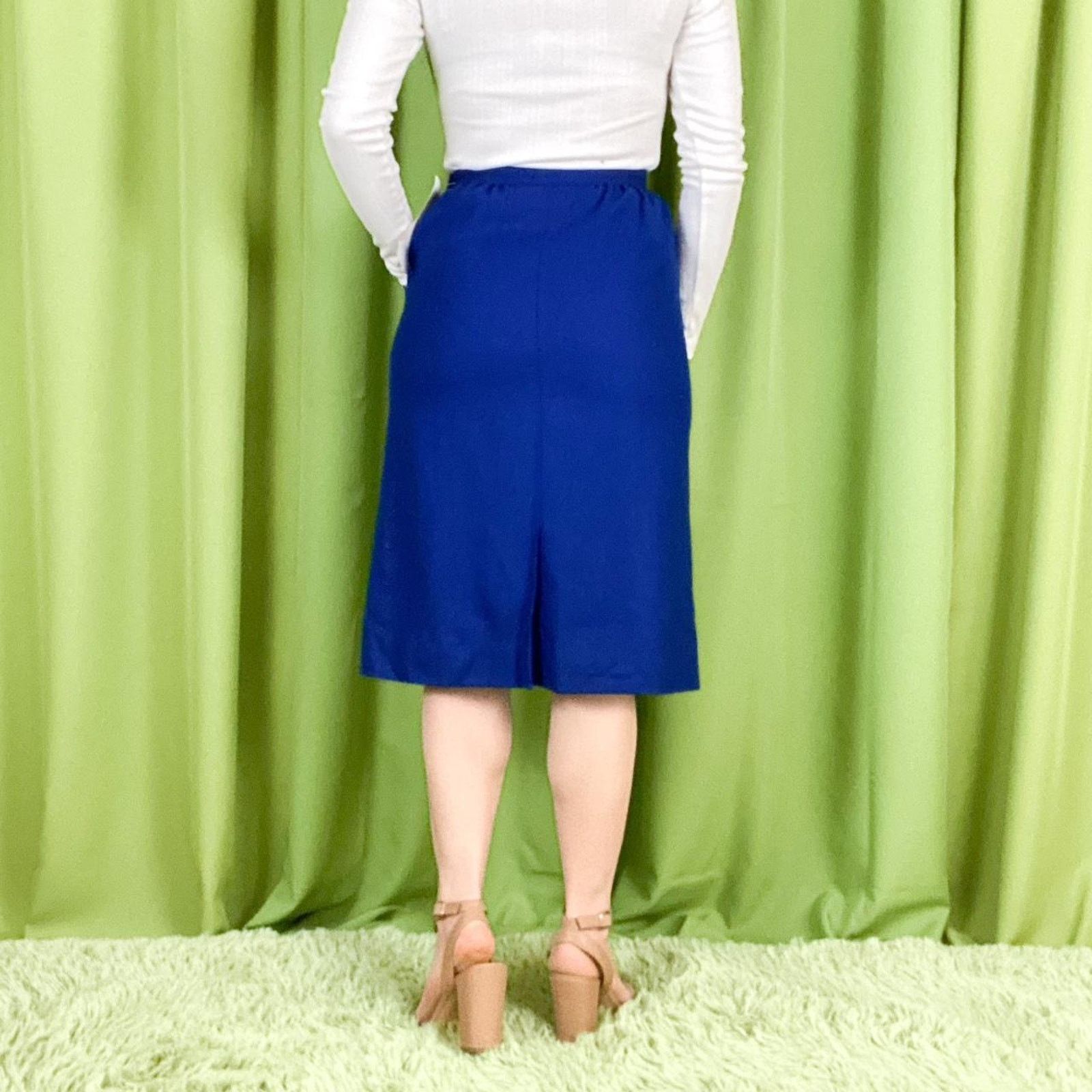 Pendleton NWT 80s Vintage Royal Blue 100% Wool Pendleton Midi Skirt Size 25" / US 0 / IT 36 - 3 Thumbnail