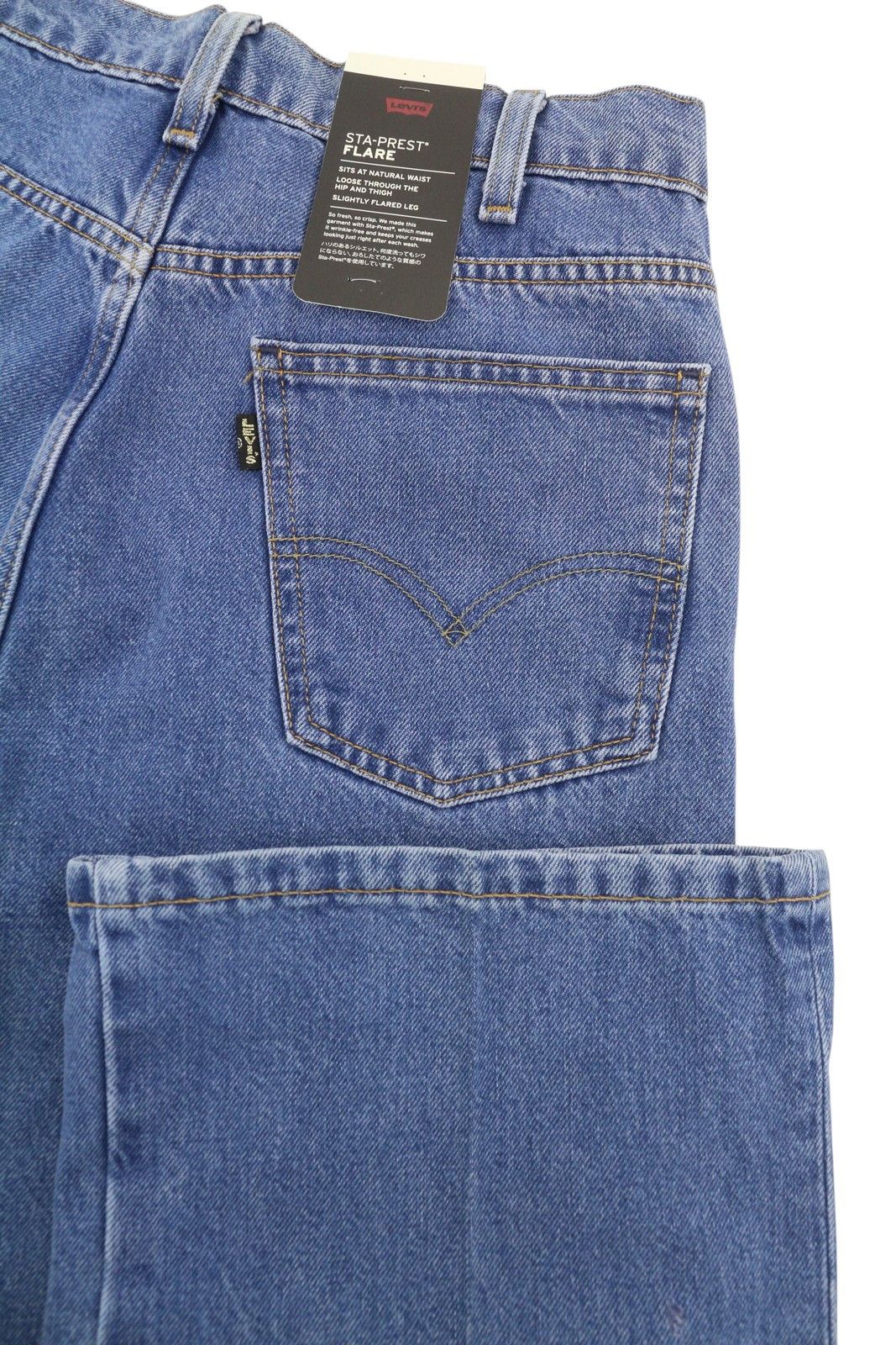 Levi's STA-PREST W28/L30 Flare Big E Zip Denim Blue Jeans 87094 Size US 28 / EU 44 - 5 Thumbnail
