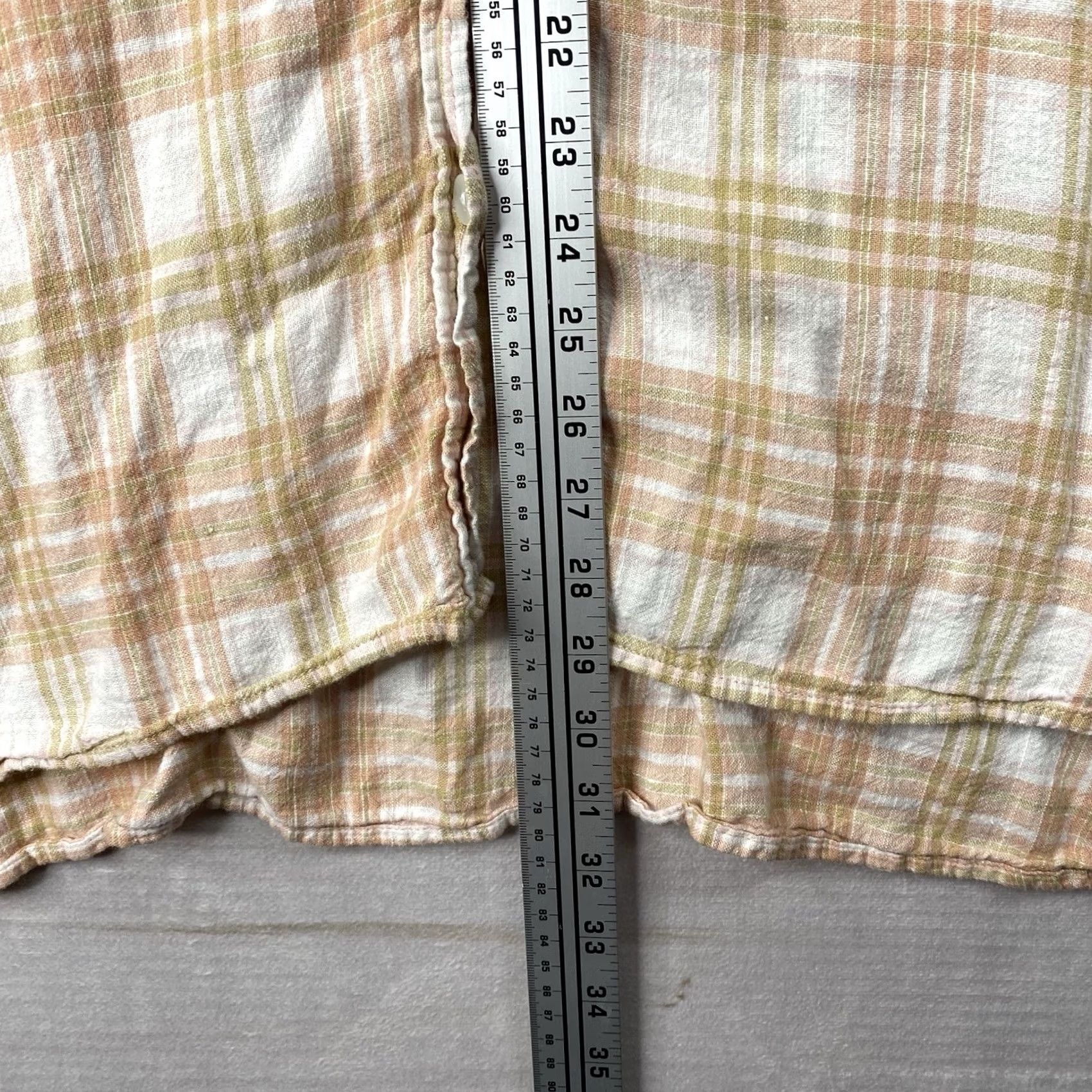 American Eagle Outfitters American Eagle Outfitters Womens Button-Up Shirt XL Plaid Linen Chambray Roll Tab Sleeve Tunic Casual Beach 90s Style Womens Size L / US 10 / IT 46 - 3 Thumbnail