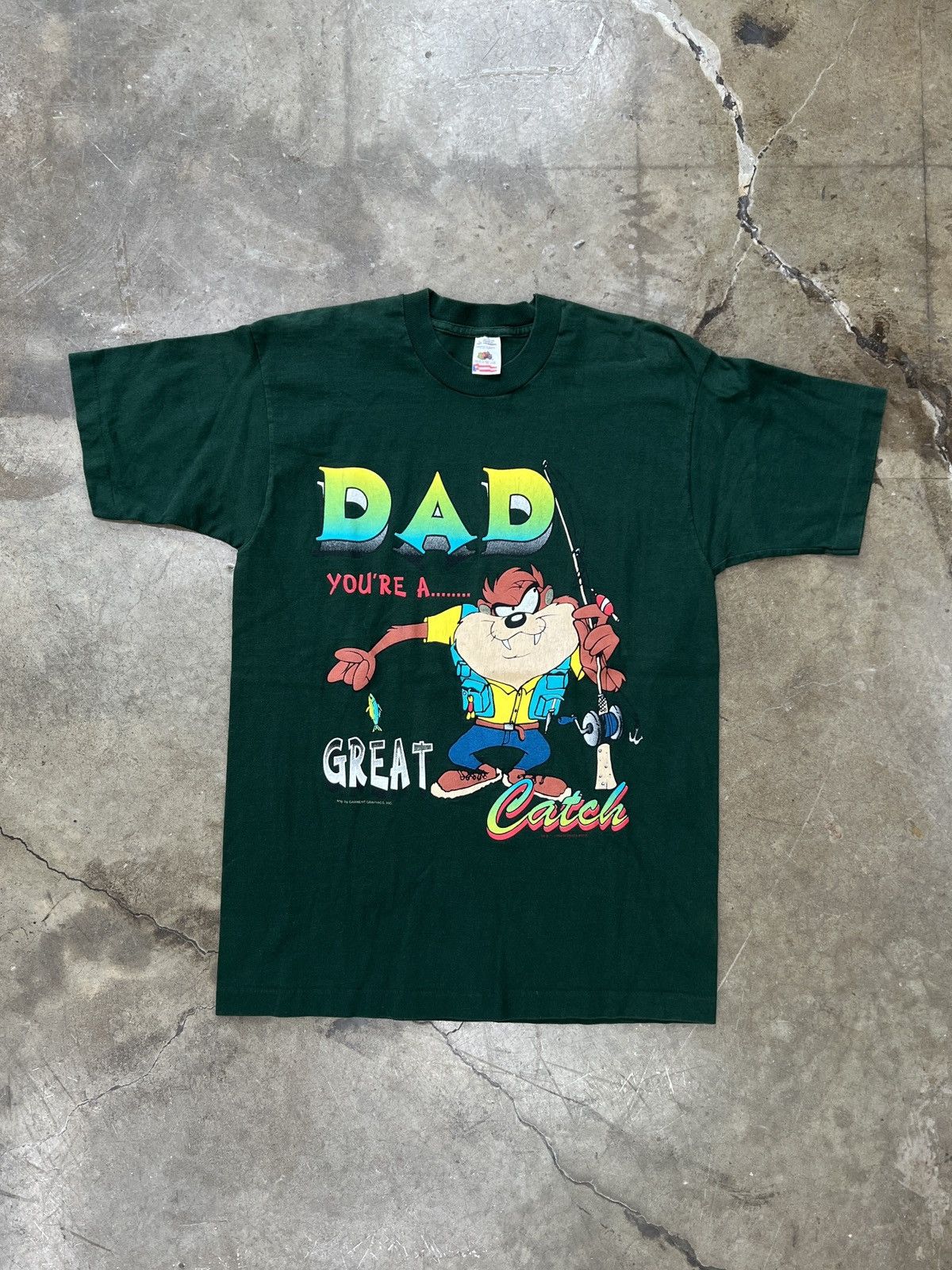 Vintage × Warner Bros Vintage 1996 Looney Tunes Taz Great Catch Single Stitch Large Size US L / EU 52-54 / 3 - 2 Thumbnail