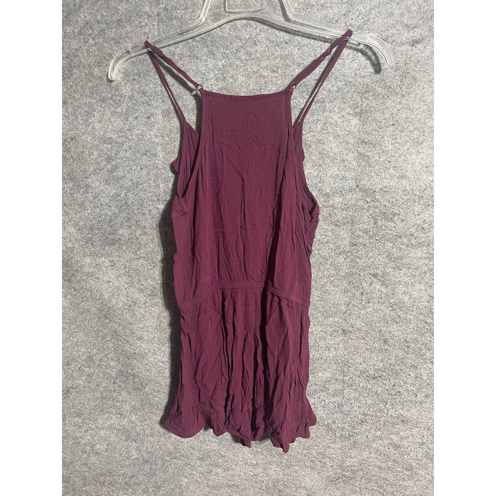 Other 90's Romper Womens M Maroon Ruffled Rayon Boho Whimsigoth Size 26" / US 2 / IT 38 - 2 Thumbnail