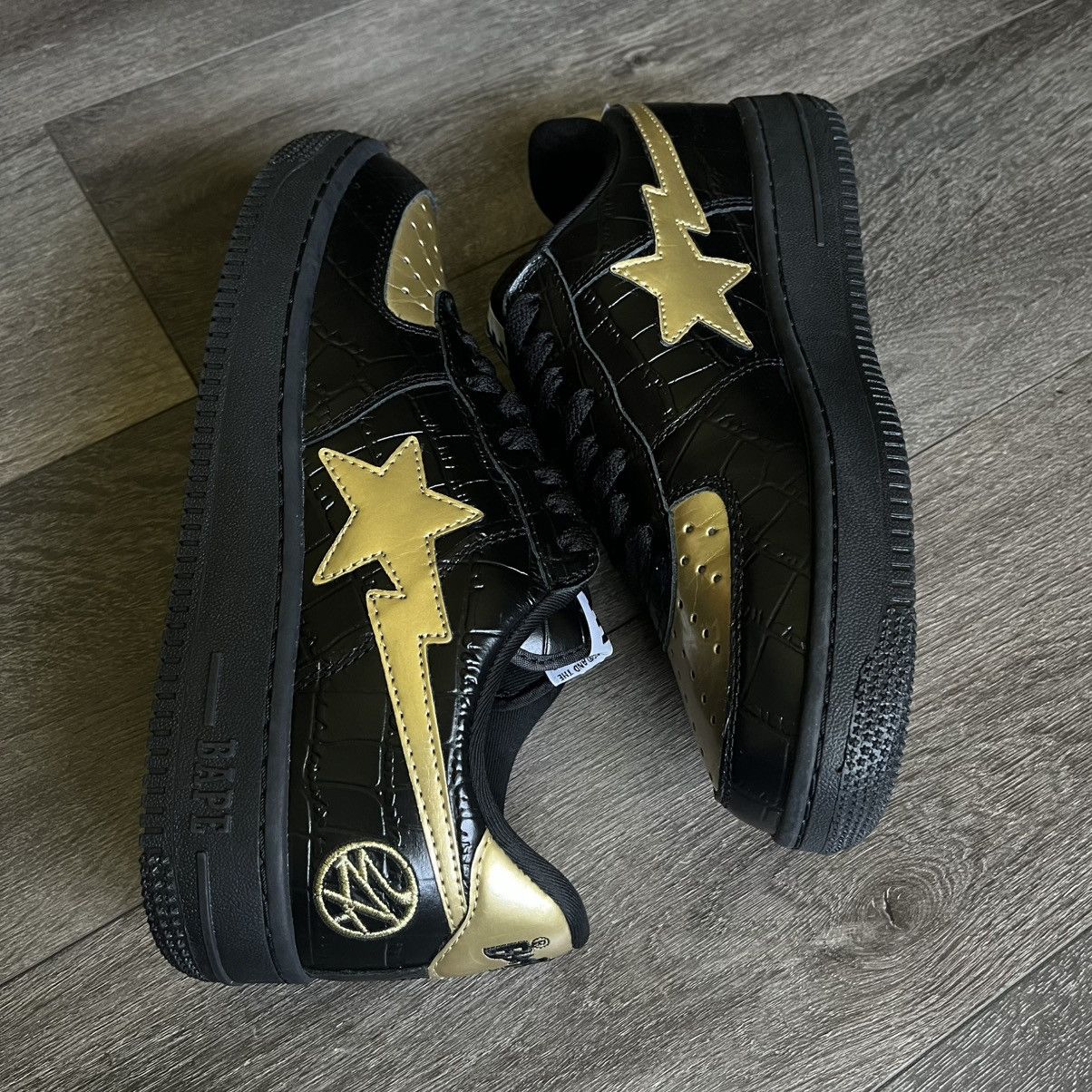 Bape New A Bathing Ape Bape Bapesta 24 Karat Black Gold Sneakers Size US 8.5 / EU 41-42 - 4 Thumbnail