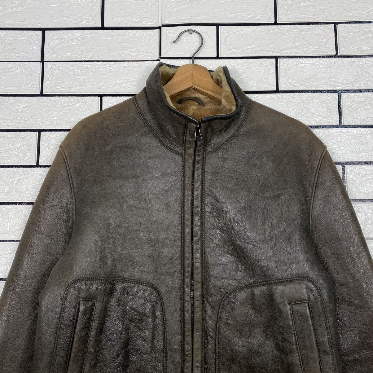 Hugo Boss 🔥VINTAGE LEATHER JACKET HUGO BOSS SHEARLING BLANKET Size US S / EU 44-46 / 1 - 3 Thumbnail
