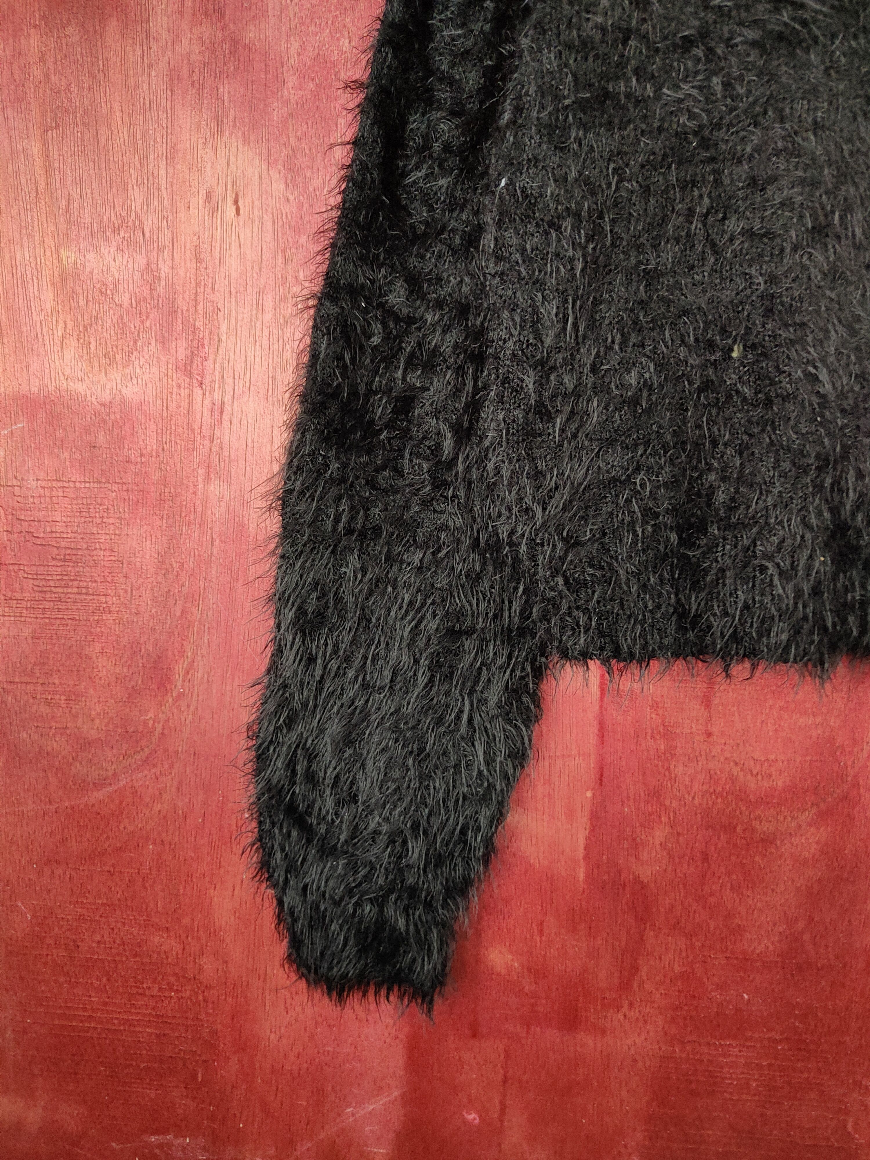 Vintage Earth Music&Ecology Black Fur Mohair Knitwear Cardigan#S1981 Size M / US 6-8 / IT 42-44 - 4 Thumbnail