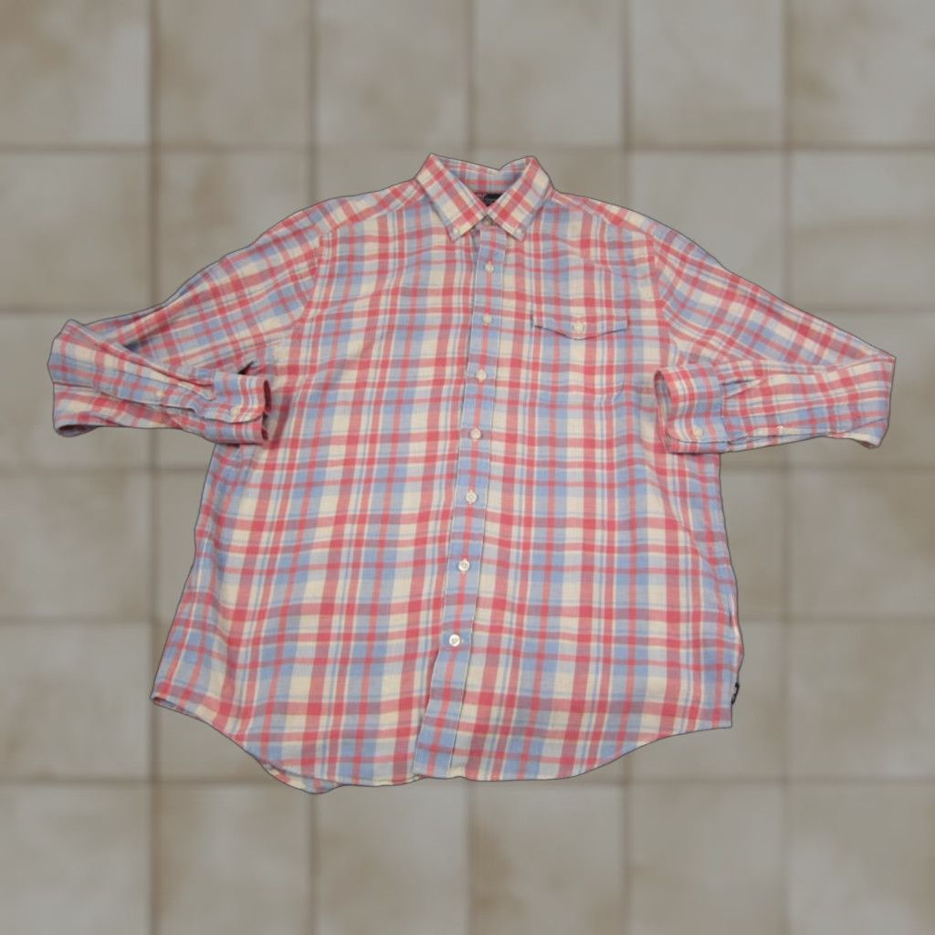 Vineyard Vines Vineyard Vines Shirt Mens Large Blue Pink Slim Fit Crosby Linen Flannel Shirt Mens Size US L / EU 52-54 / 3 - 1 Thumbnail