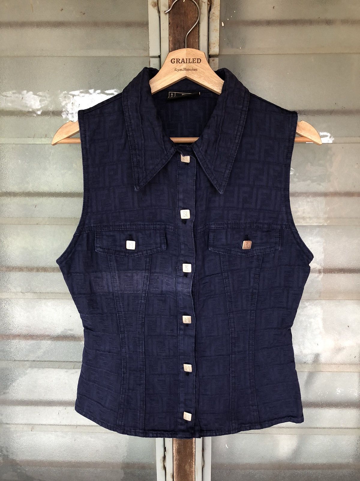 Fendi Fendi Monogram Denim Vest Size US S / EU 44-46 / 1 - 1 Thumbnail