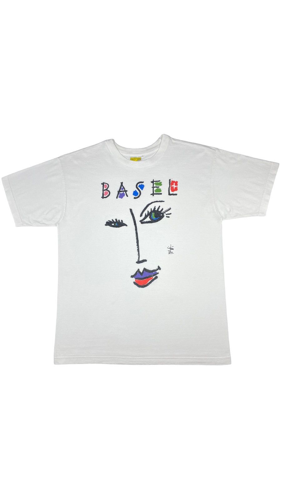 Vintage 🔥LASTDROP🔥 VTG 90s Basel Switzerland Art Abstraction Face Size US L / EU 52-54 / 3 - 1 Thumbnail