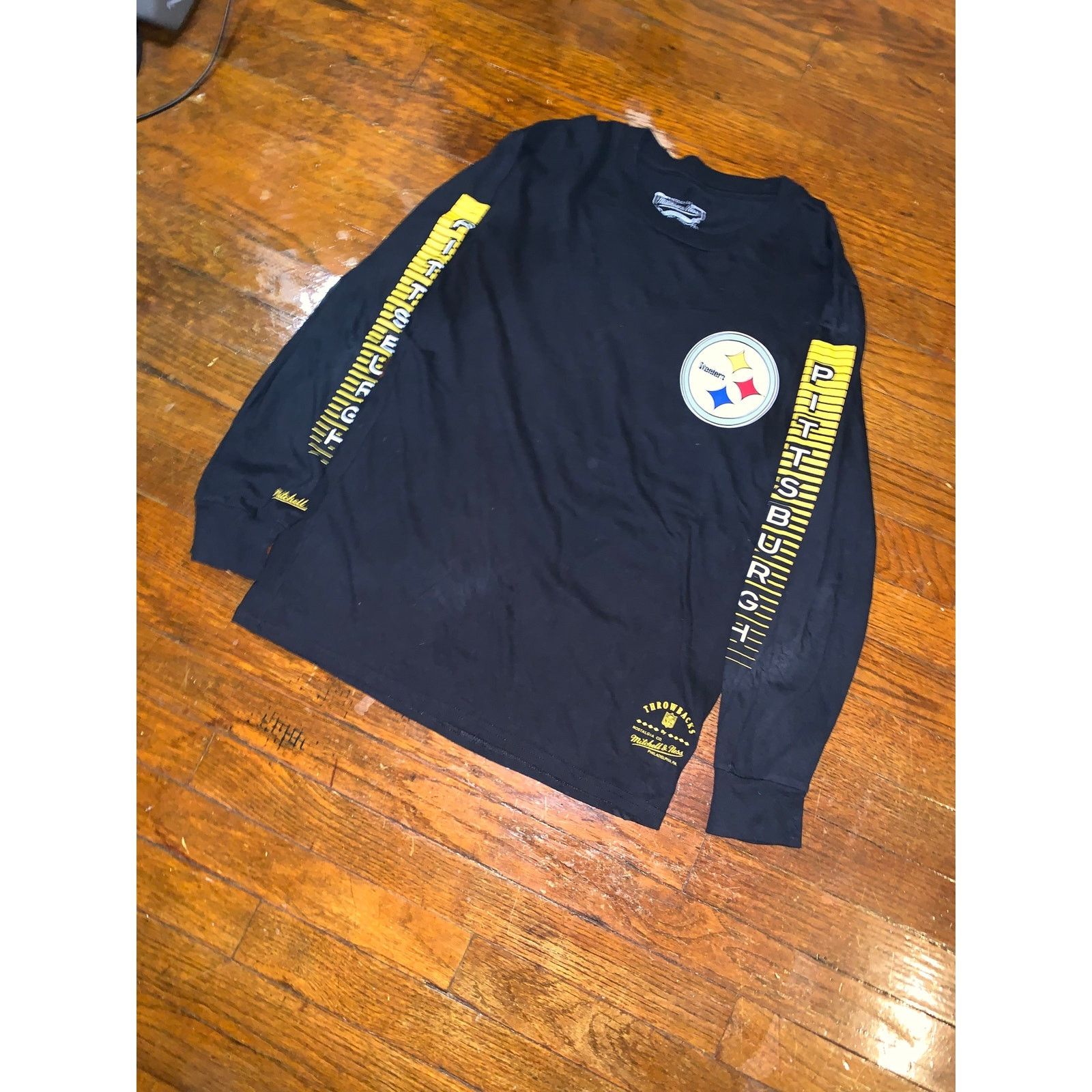 Mitchell & Ness × NFL Pittsburgh Steelers Long Sleeve Shirt Youth Large Black NFL Size US XS / EU 42 / 0 - 7 Thumbnail