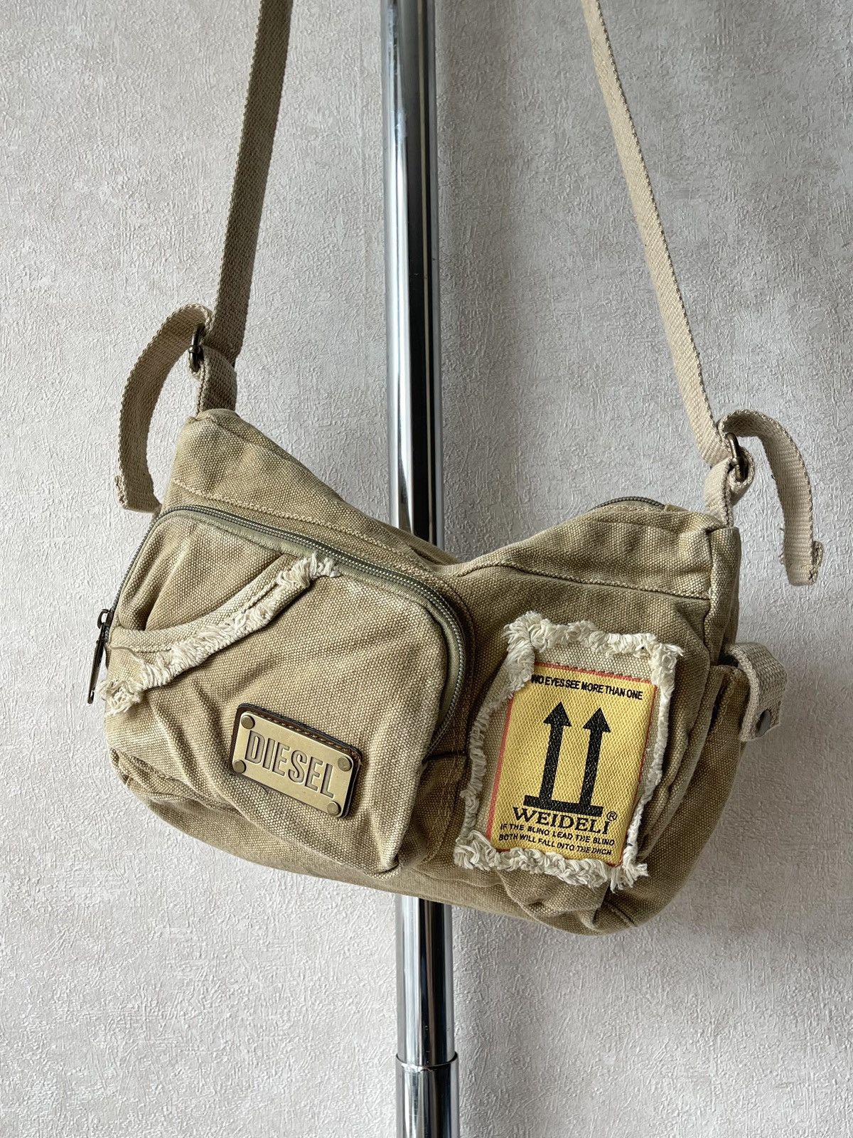 00s Diesel Archive Canvas Crossbody Bag Khaki Gorpcore Y2K