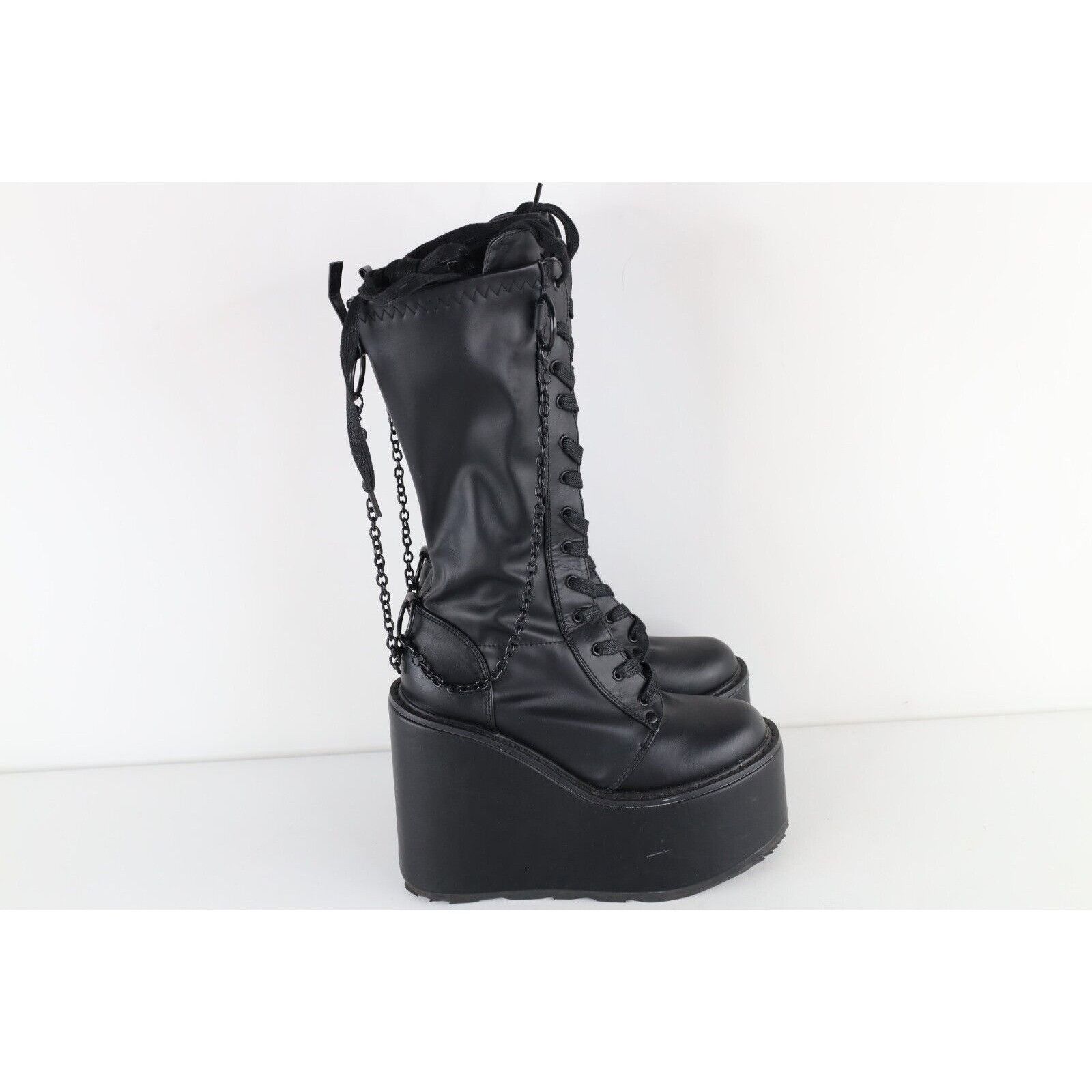 Vintage Vintage 90s Y2K Gothic Chain Dominatrix Platform Boots Size US 9 / IT 39 - 4 Thumbnail