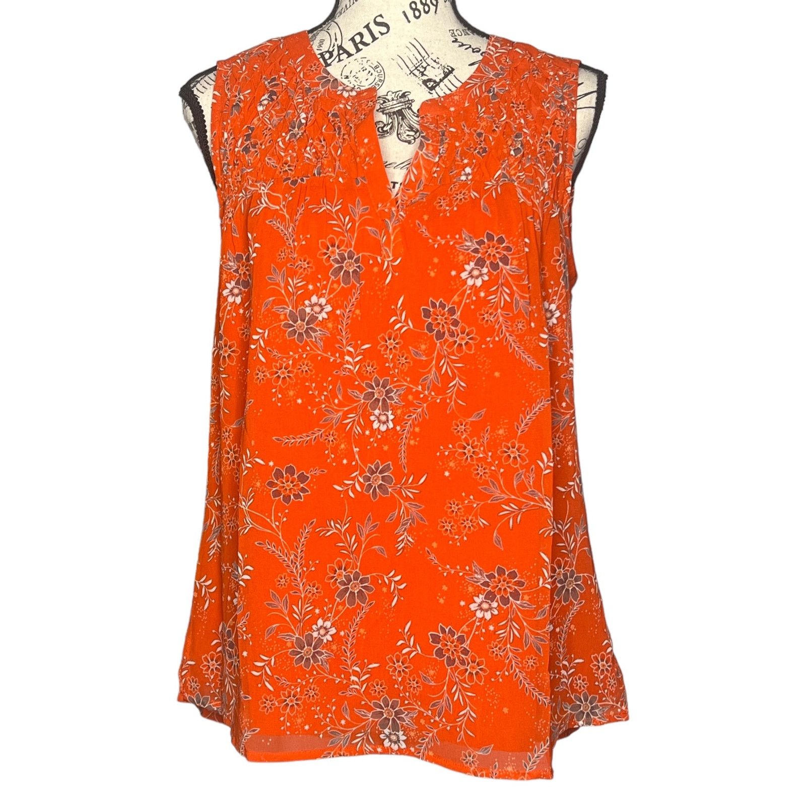 Other Carin Smocked Bib Blouse - Stitch Fix Split Neck Sleeveless Size S / US 4 / IT 40 - 1 Thumbnail
