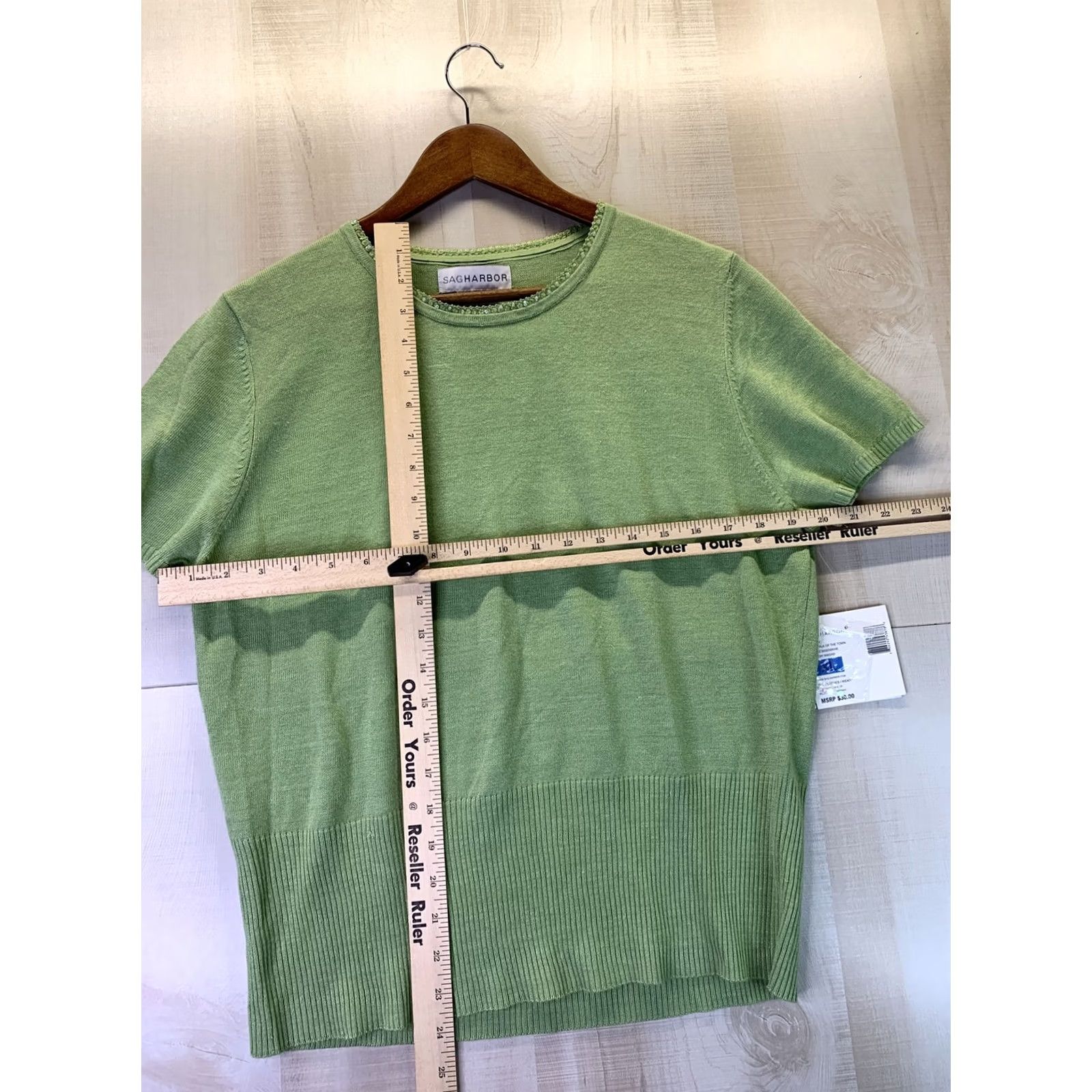 Vintage Sag Harbor Womens XL Green Knit Short Sleeve T-Shirt NWT Size 40" / US 18 - 2 Thumbnail
