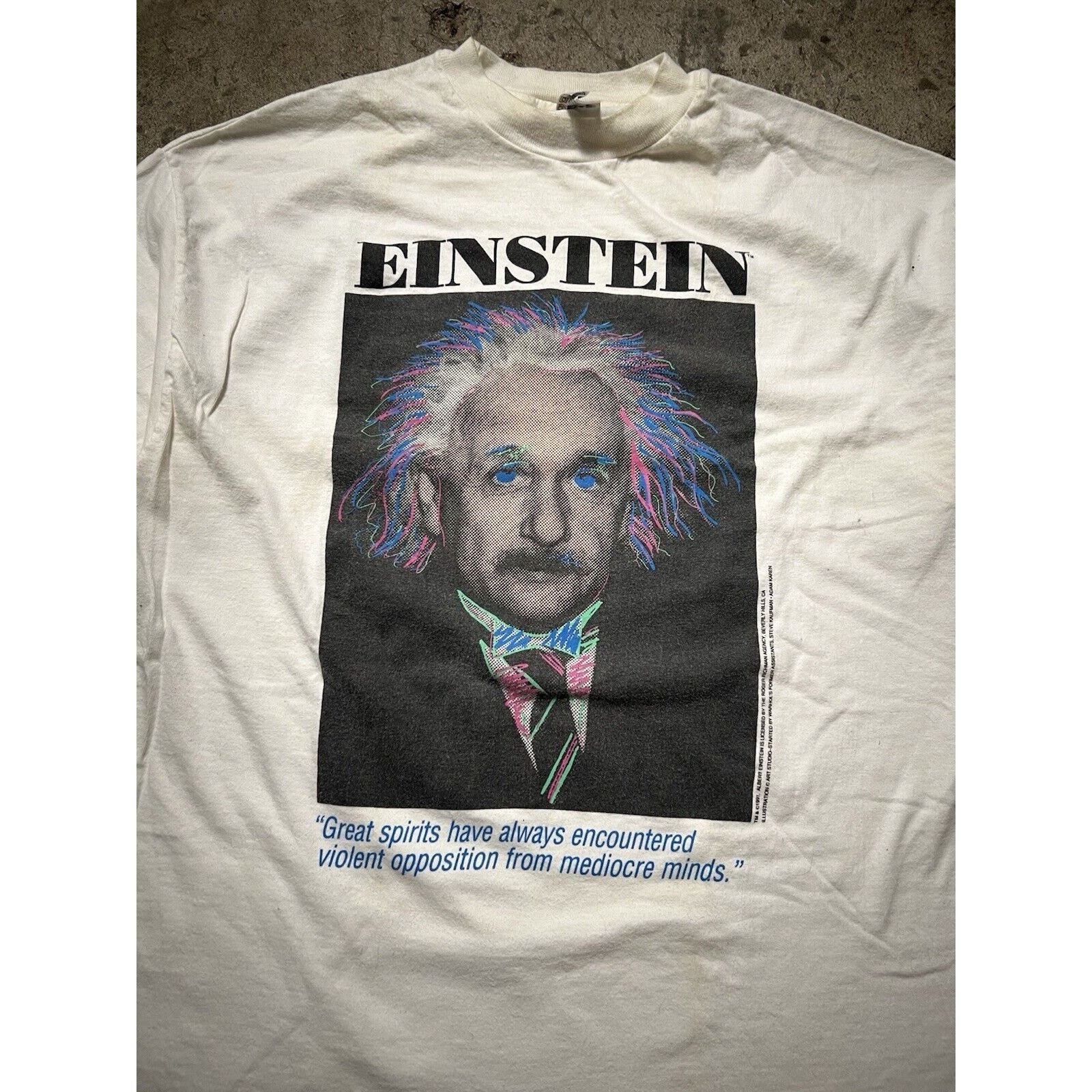 Hanes Vintage 90's Albert Einstein Art Tee T-Shirt Men's Large Size US L / EU 52-54 / 3 - 2 Thumbnail