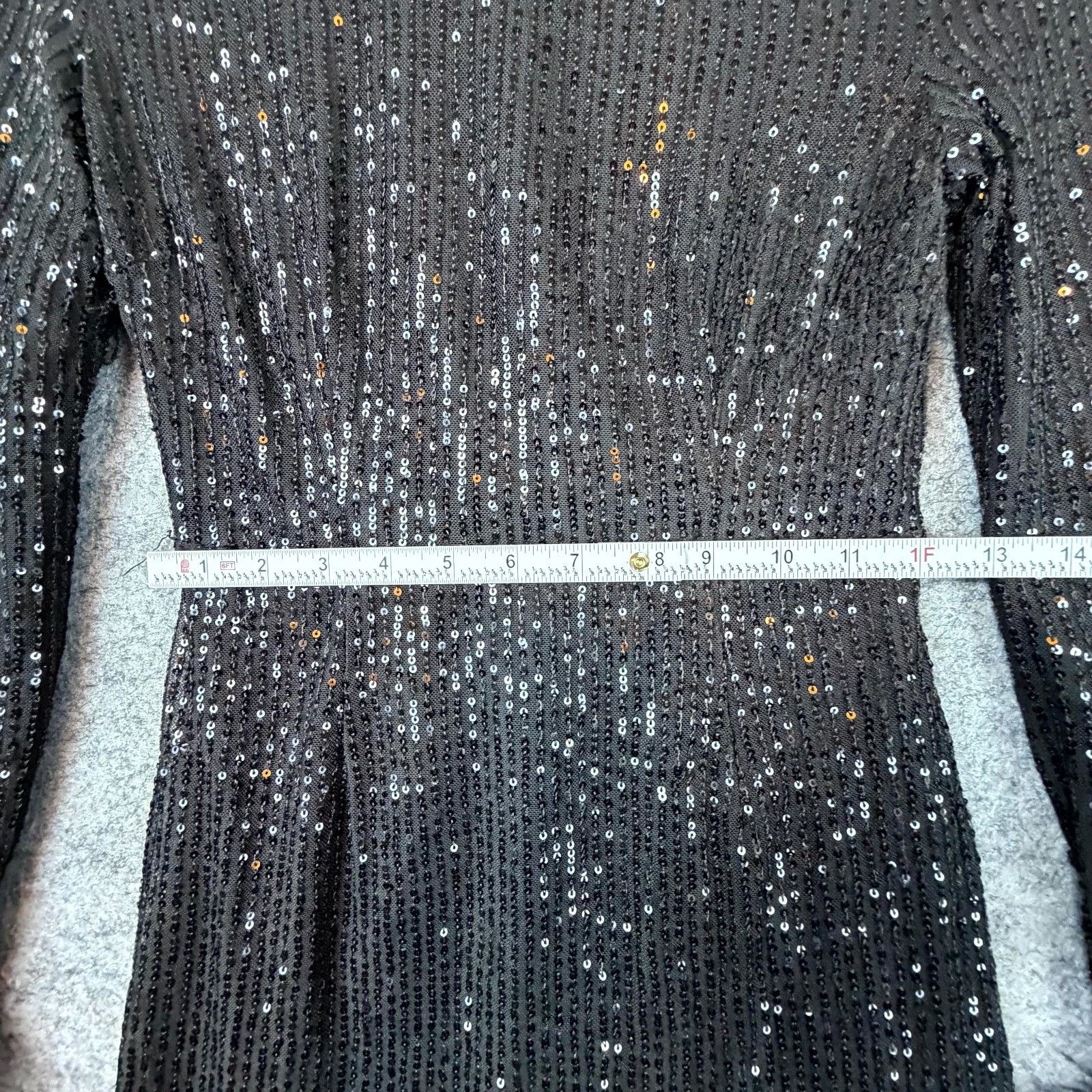 Shein Bling Mini Dress 2 Black Sequin Fur Cuff NYE Sparkle Diva Size XS / US 0-2 / IT 36-38 - 3 Thumbnail