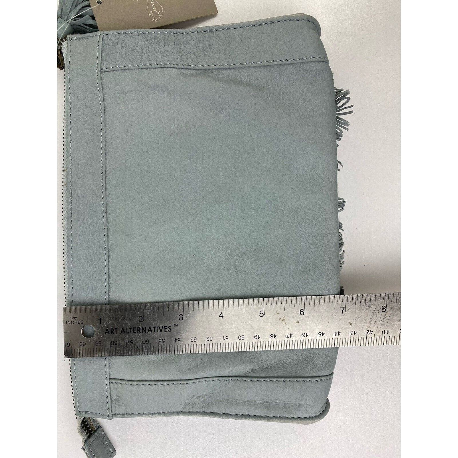 Anthropologie NWT Anthropologie Holding Horses Gray Leather Clutch Zip Size ONE SIZE - 11 Thumbnail