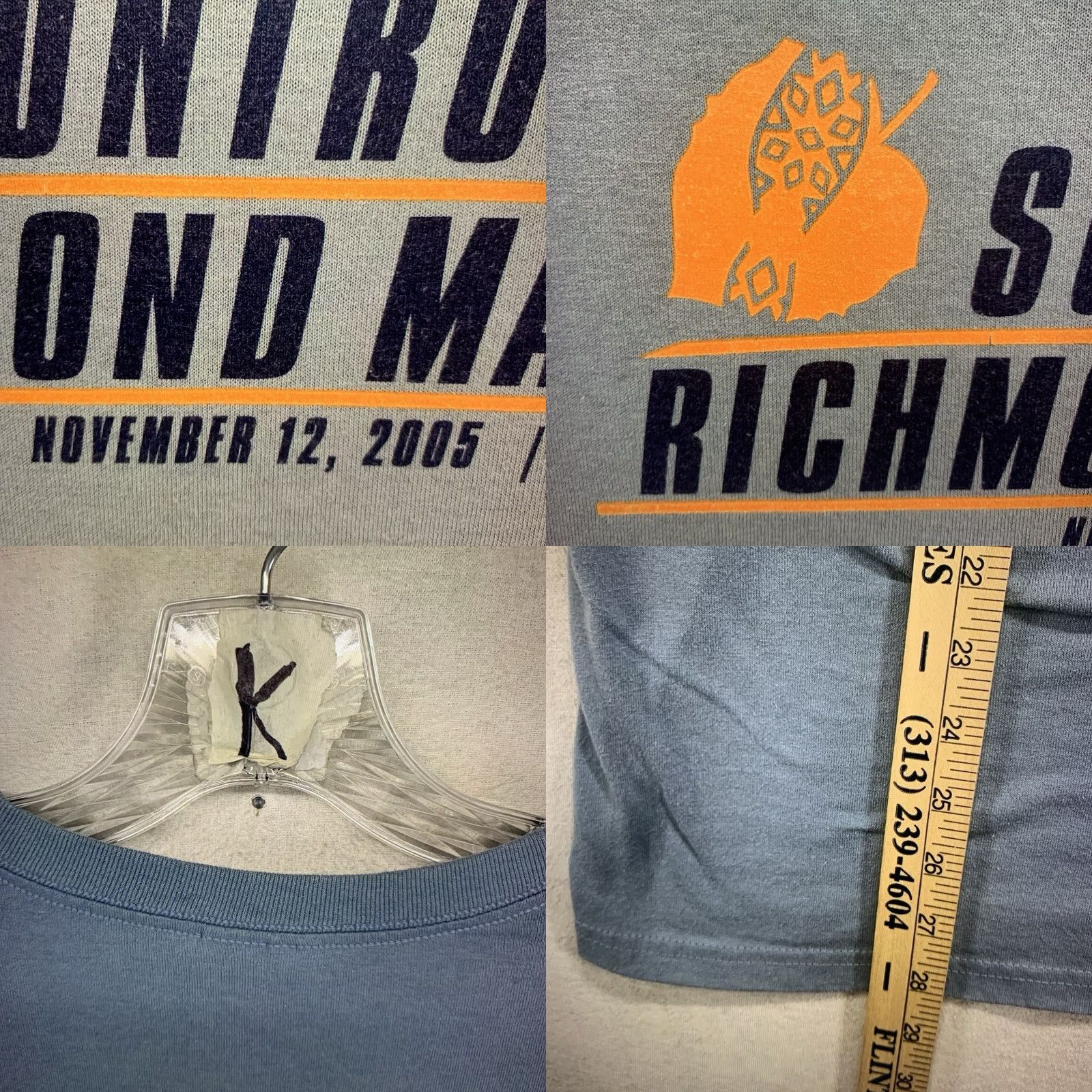 Hanes VINTAGE Hanes Richmond Virginia T-Shirt Adult Large 2005 Suntrust Marathon Light Blue Retro 80s 90s Men's Size US L / EU 52-54 / 3 - 8 Thumbnail