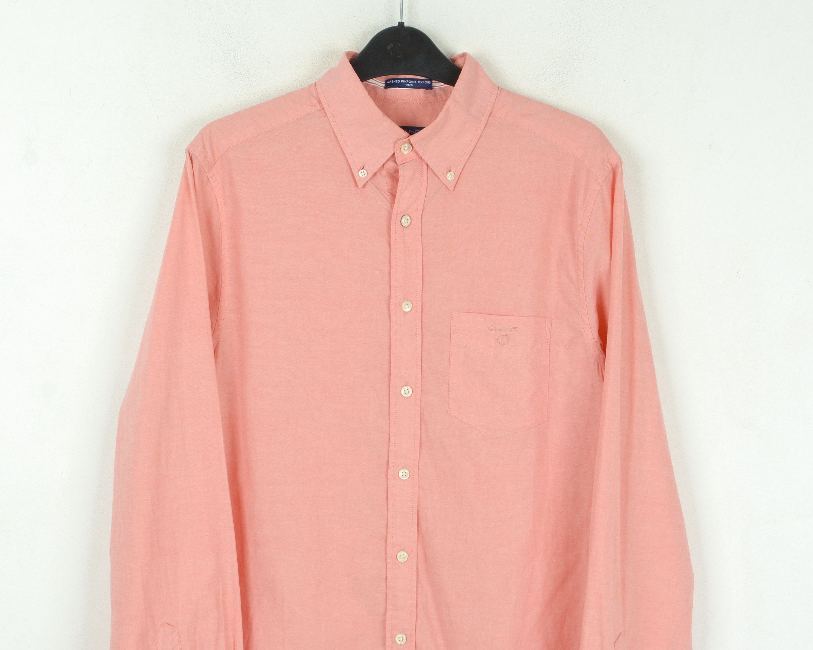 Gant Mens M Washed Pinpoint Oxford Long Sleeved Shirt Pink Casual Size US M / EU 48-50 / 2 - 2 Thumbnail