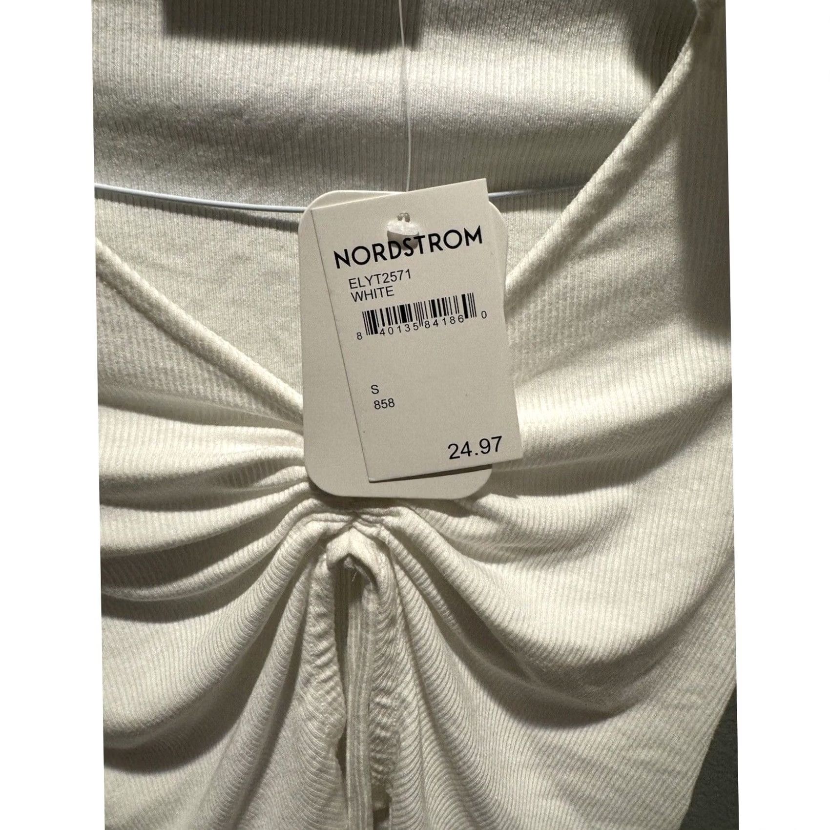 Vintage Elodie White Collared Long Sleeve Cinched Tie Crop Top Women’s S NWT Size S / US 4 / IT 40 - 3 Thumbnail