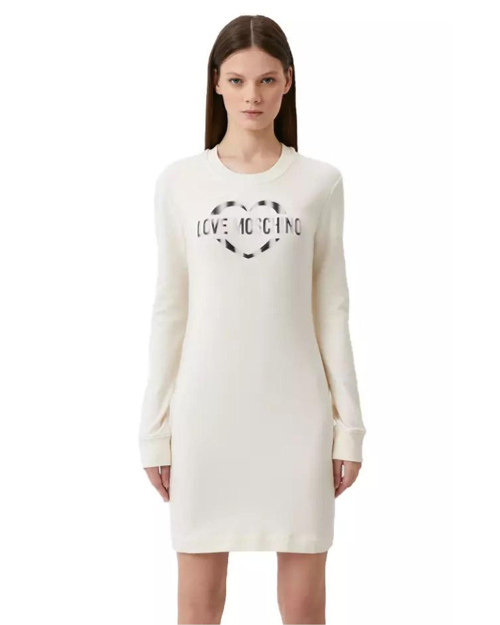 image of Moschino Cotton Blend Logo Dress in White, Women's (Size Medium)