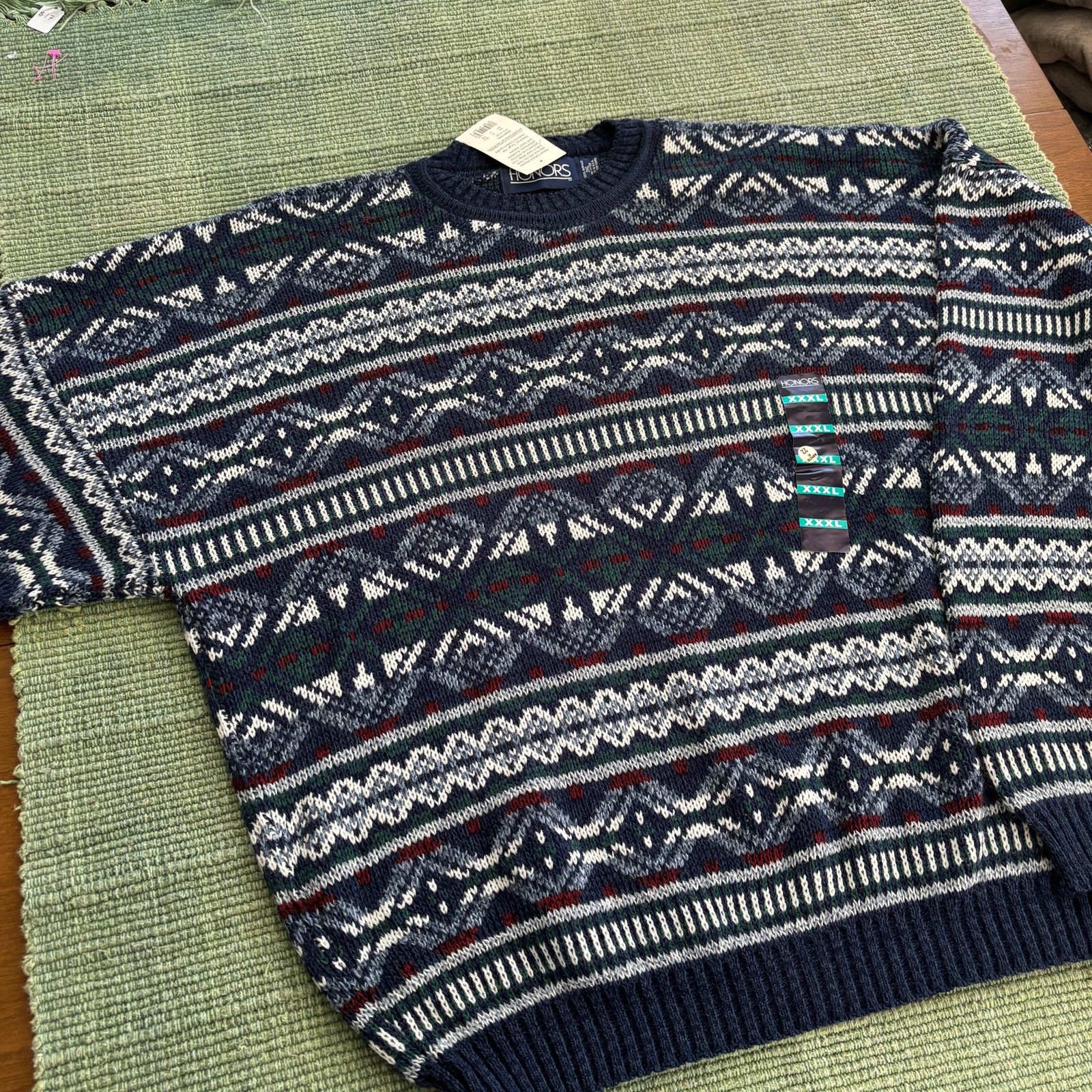 Vintage Deadstock Vintage Honors blue knit acrylic sweater XXXL Size US XXL / EU 58 / 5 - 8 Thumbnail
