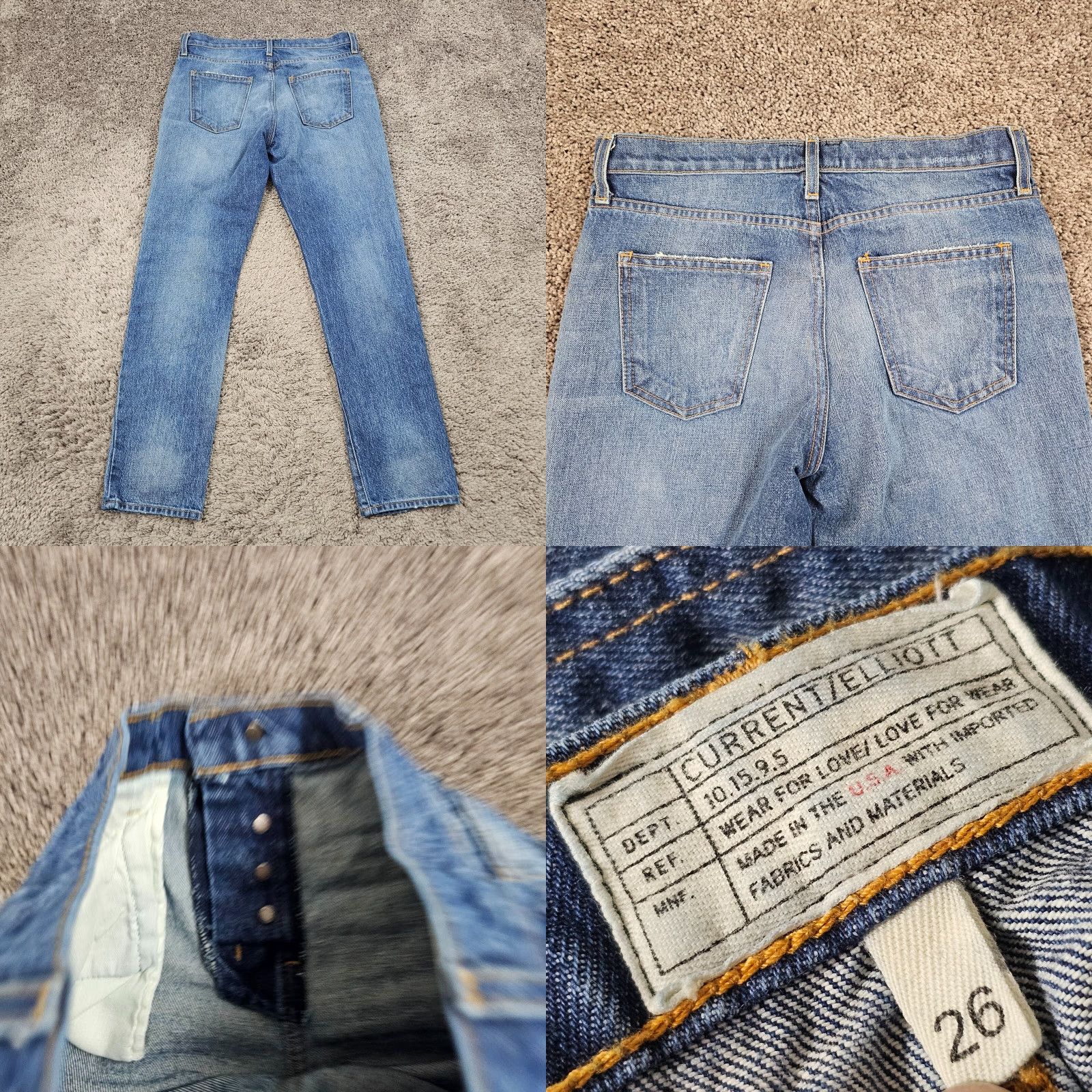 Vintage Current/Elliott Jeans Womens 26 Skinny Mid Rise Distressed Blue Denim 29x28 Size 26" / US 2 / IT 38 - 8 Thumbnail