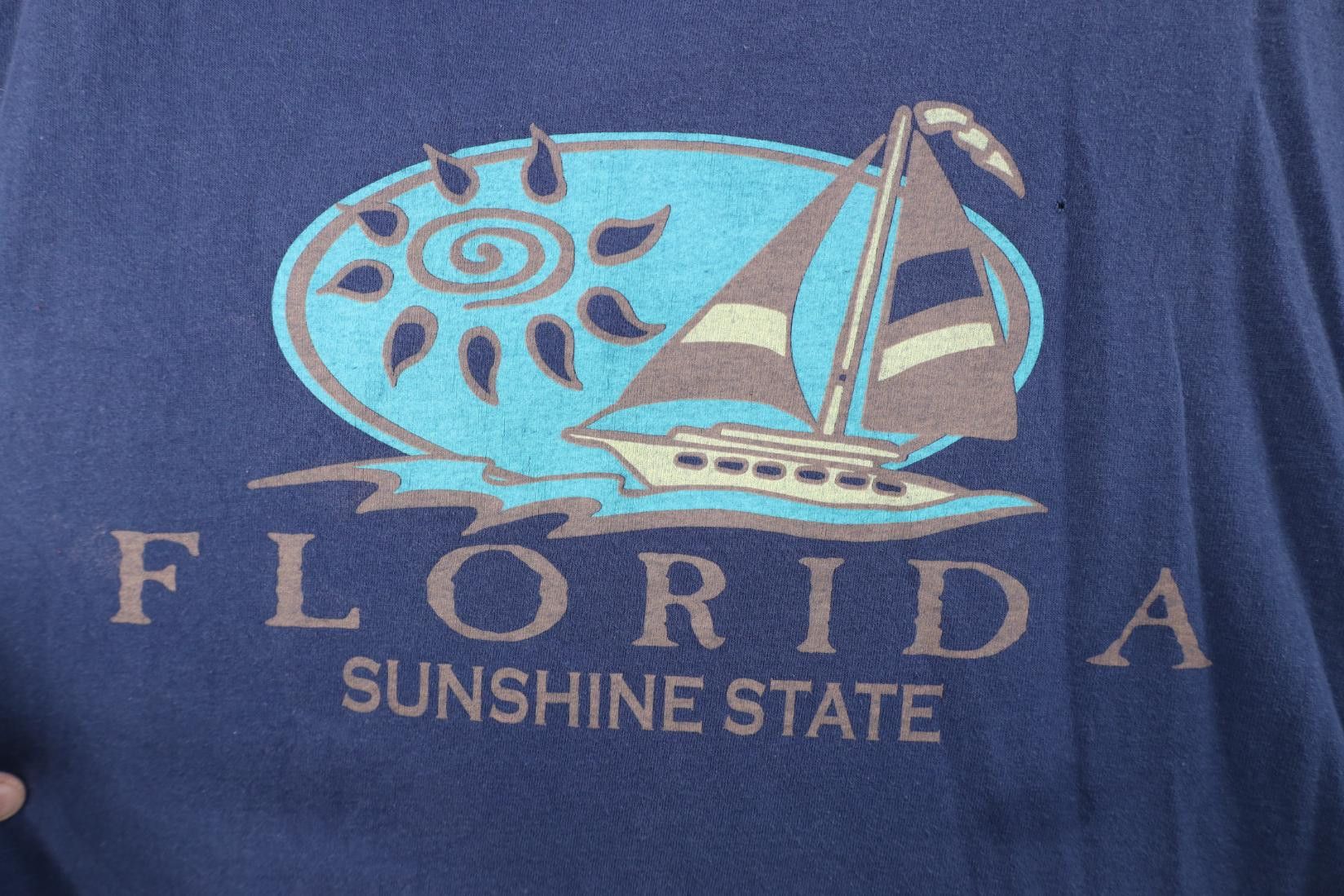 Vintage Vintage 90s Streetwear Florida Sunshine State T-Shirt Blue Size US XXL / EU 58 / 5 - 4 Thumbnail